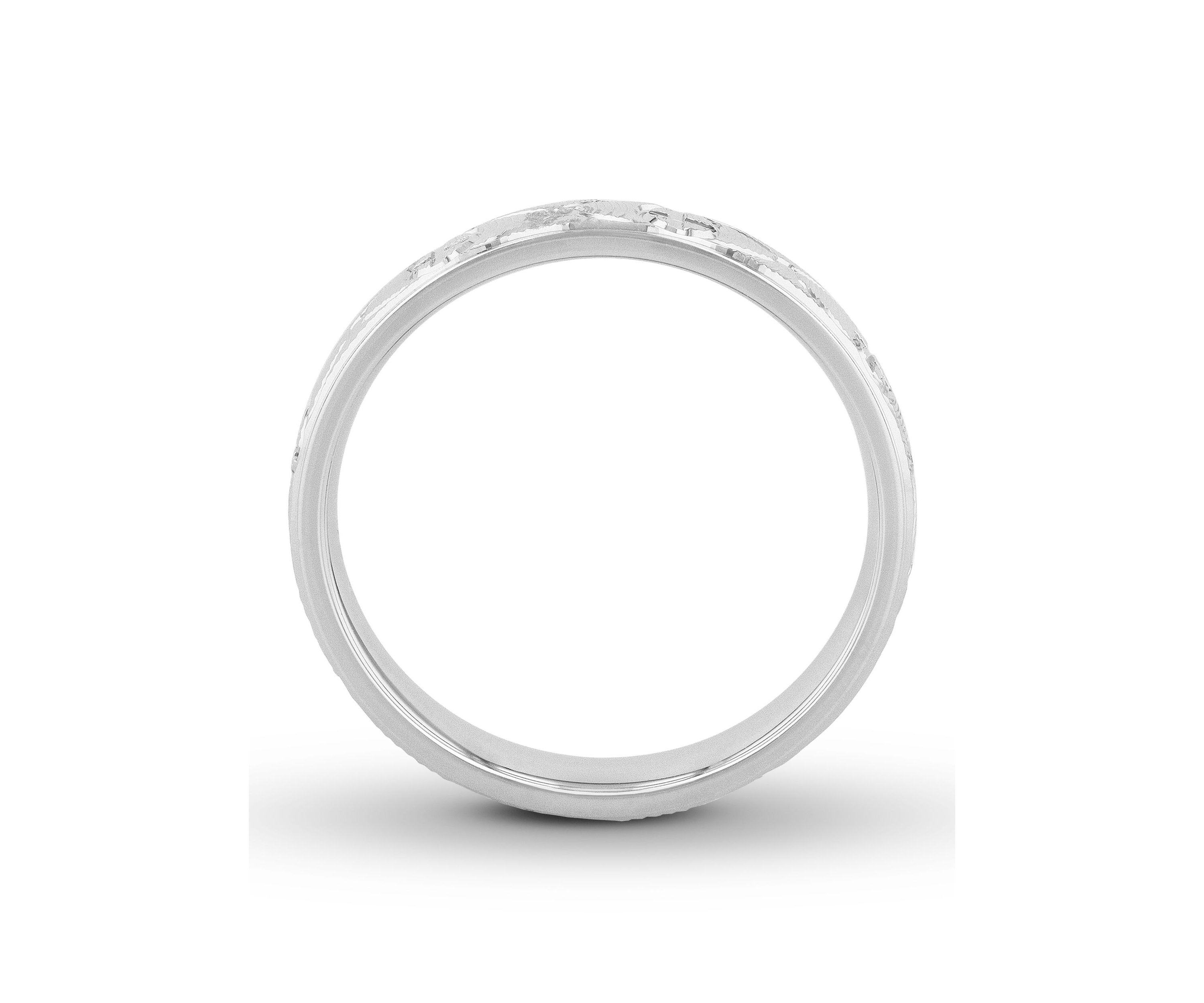 Sun Cross Textured 4 mm Wedding Band in .925 Sterling Silver