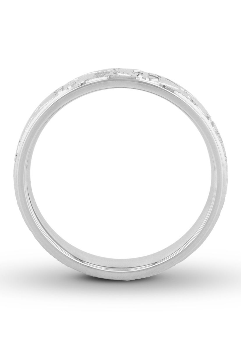 Sun Cross Textured 4 mm Wedding Band in .925 Sterling Silver