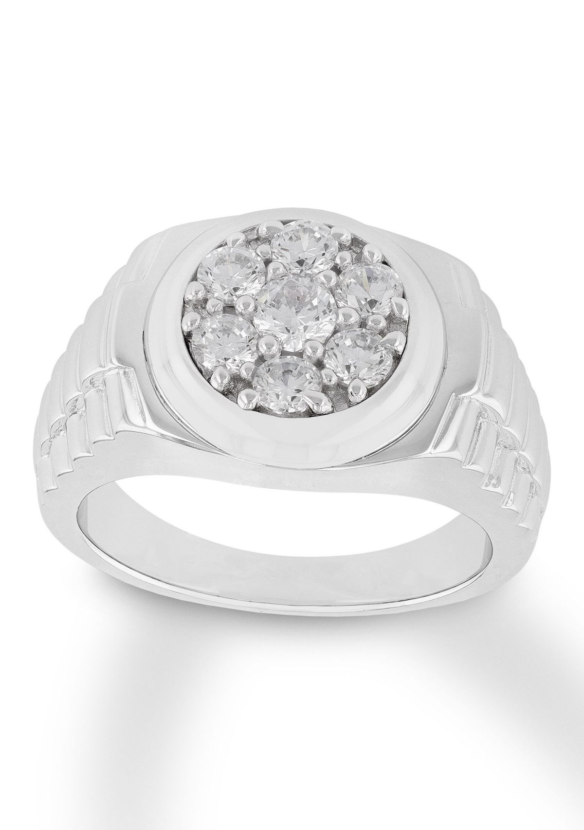 Lab Created Cubic Zirconia Round Cluster Ring in .925 Sterling Silver