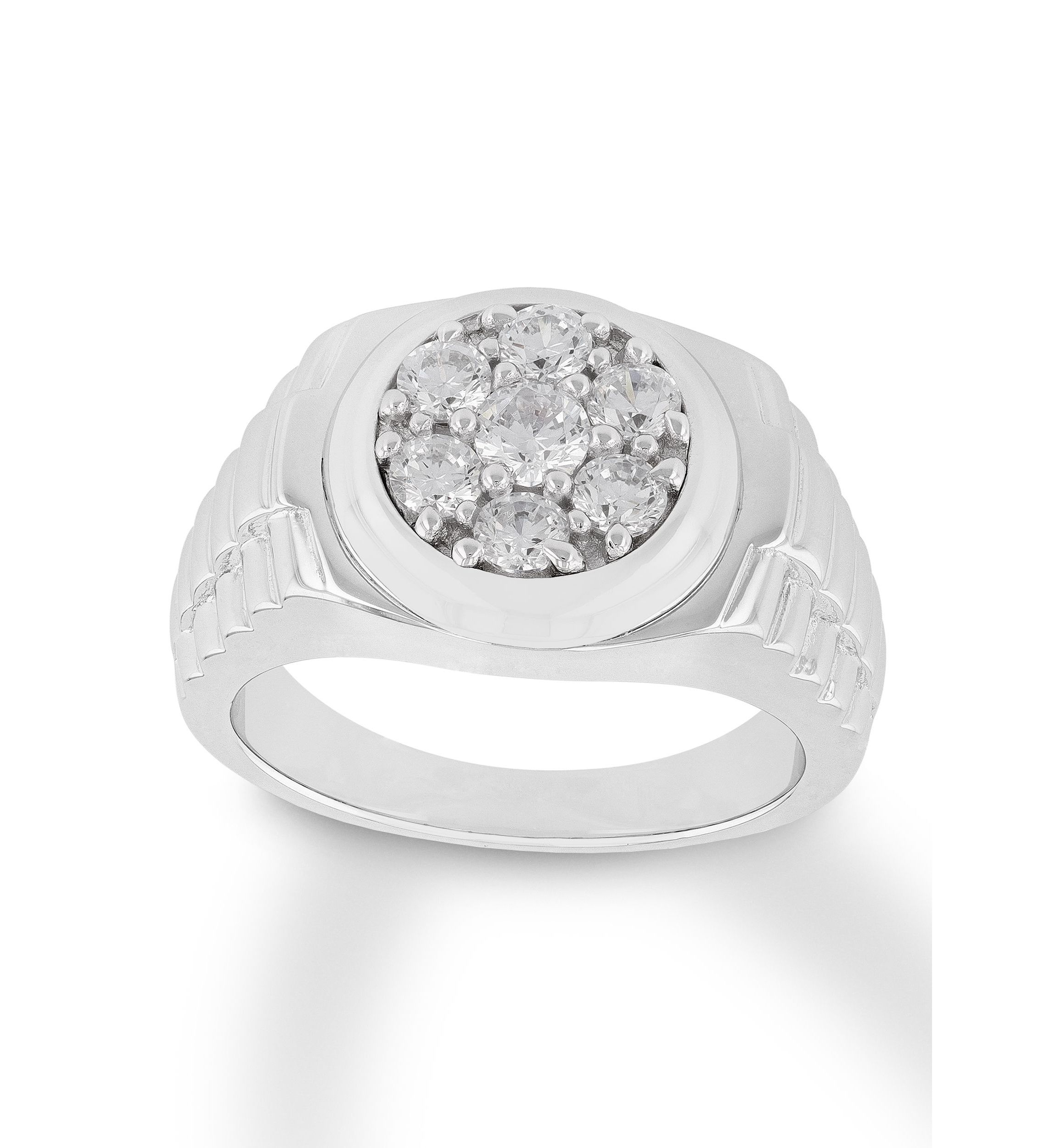 Lab Created Cubic Zirconia Round Cluster Ring in .925 Sterling Silver