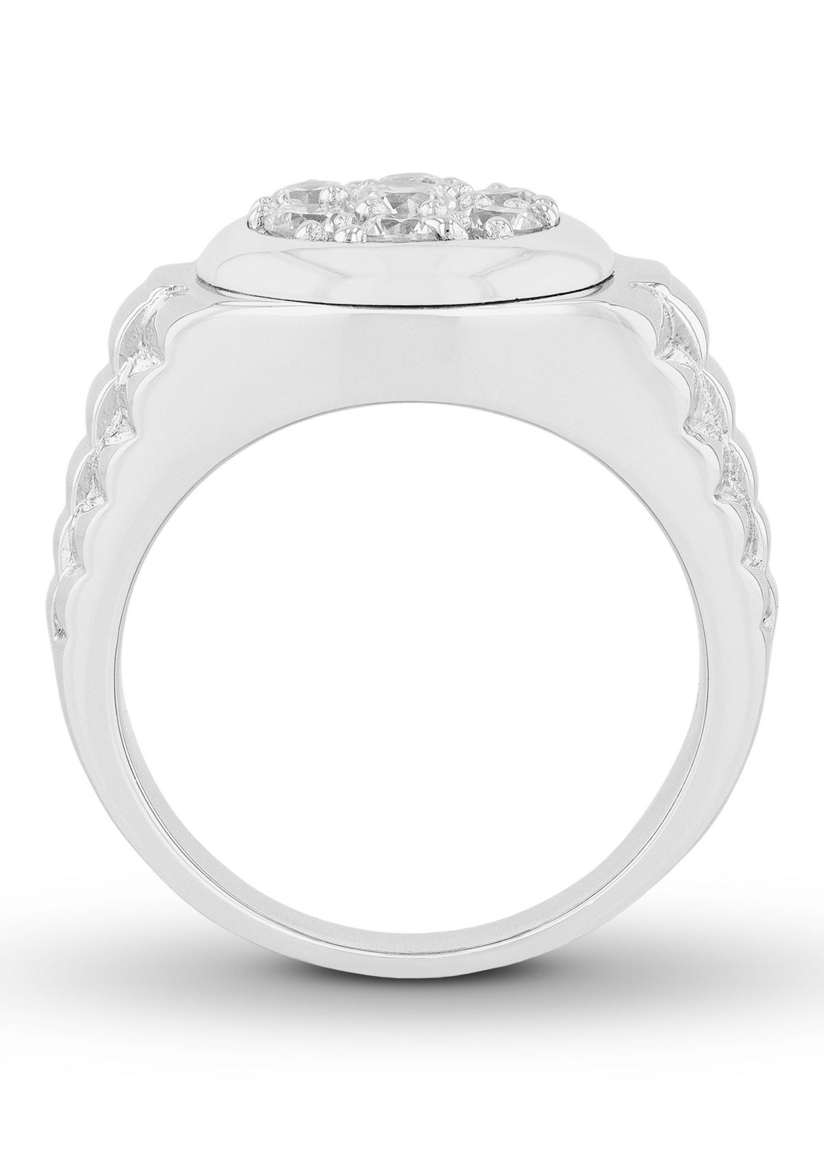 Lab Created Cubic Zirconia Round Cluster Ring in .925 Sterling Silver