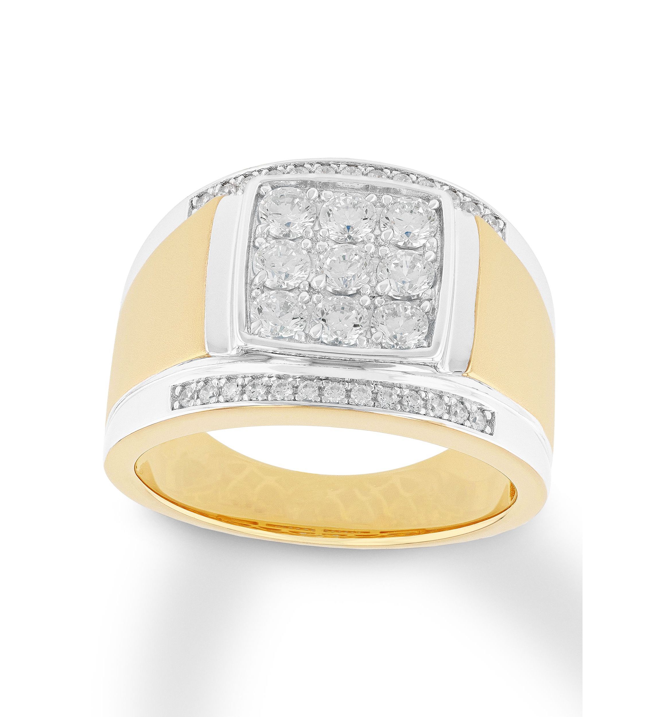 Lab Created Cubic Zirconia Square Cluster Ring in Two-Tone .925 Sterling Silver