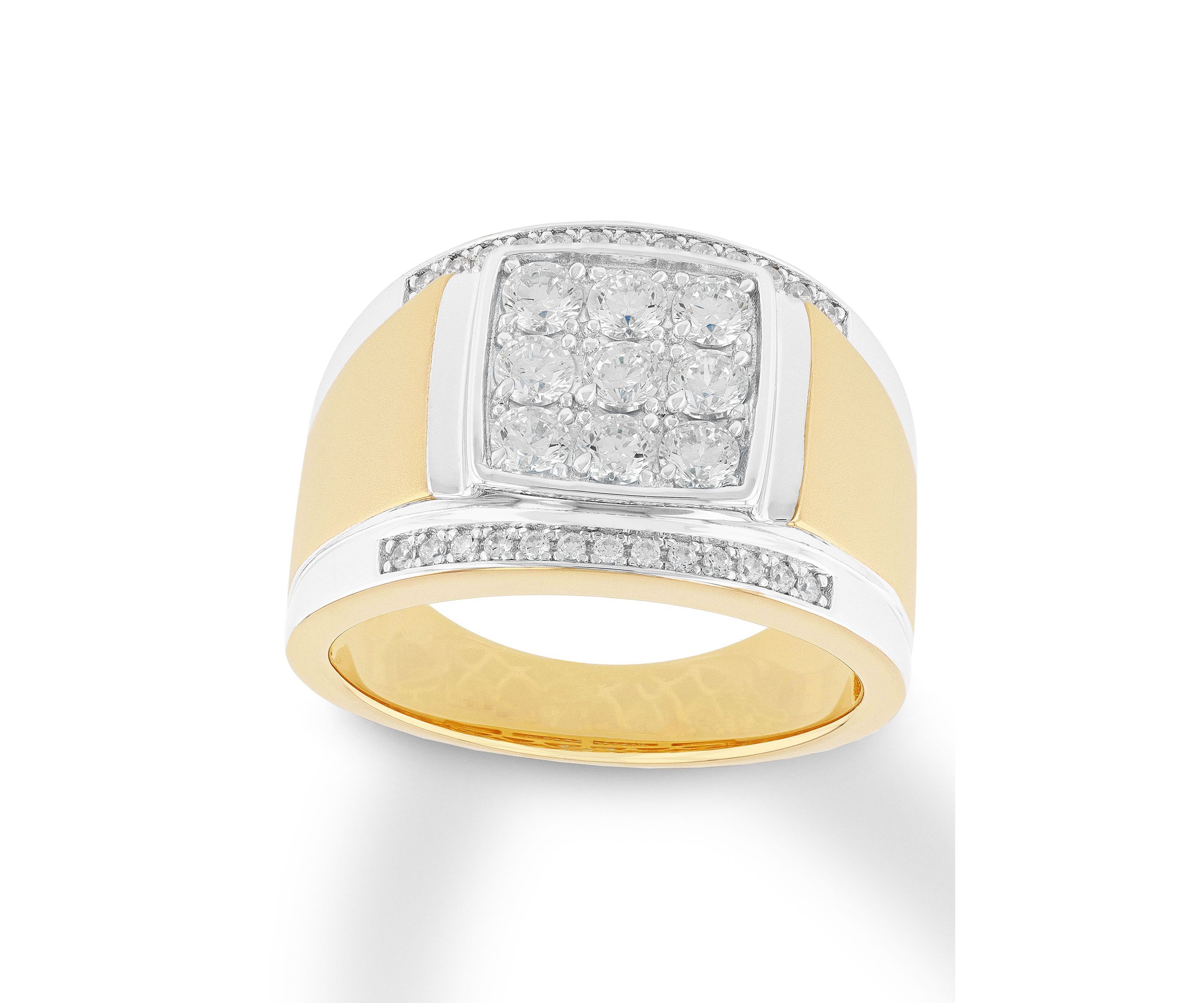 Lab Created Cubic Zirconia Square Cluster Ring in Two-Tone .925 Sterling Silver