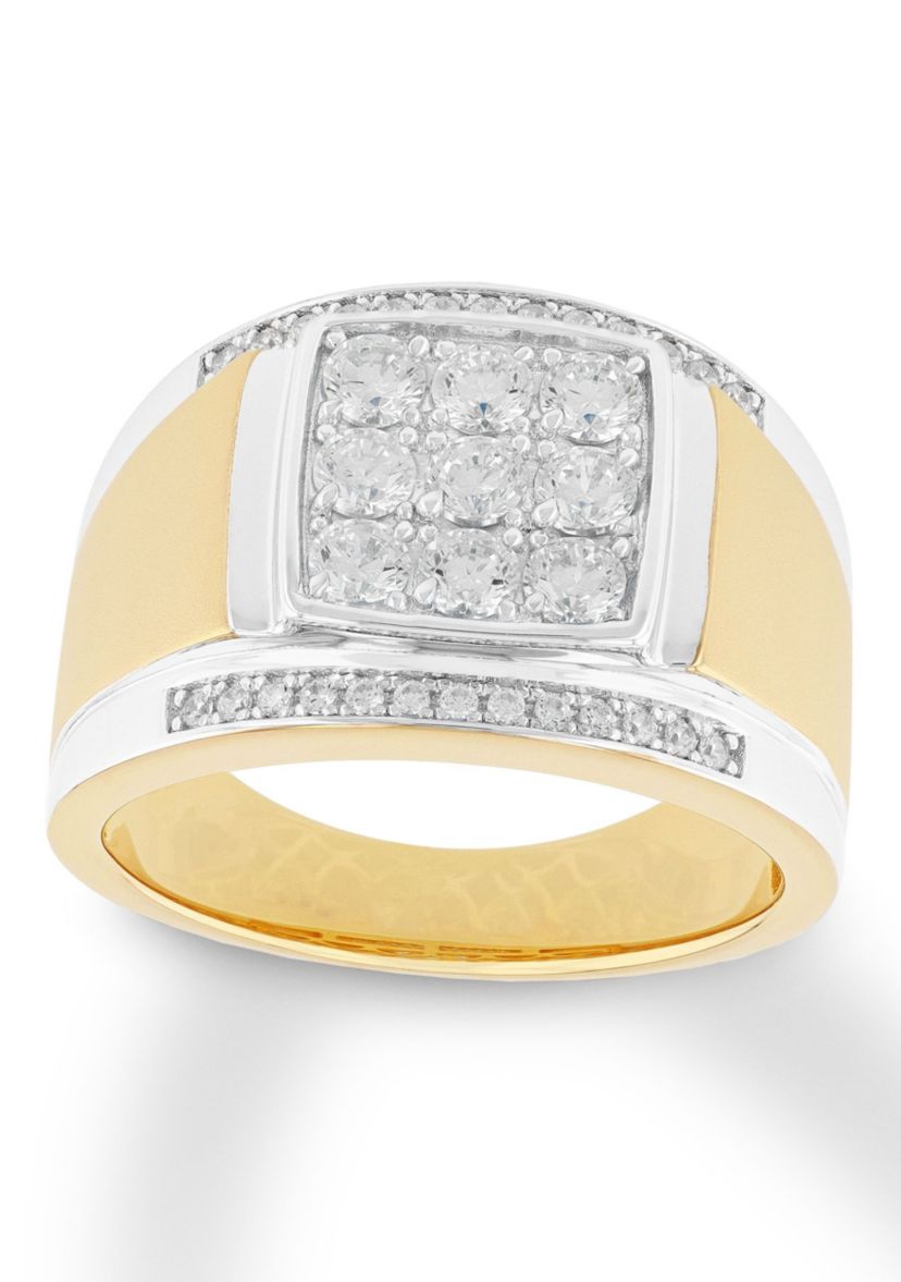 Lab Created Cubic Zirconia Square Cluster Ring in Two-Tone .925 Sterling Silver