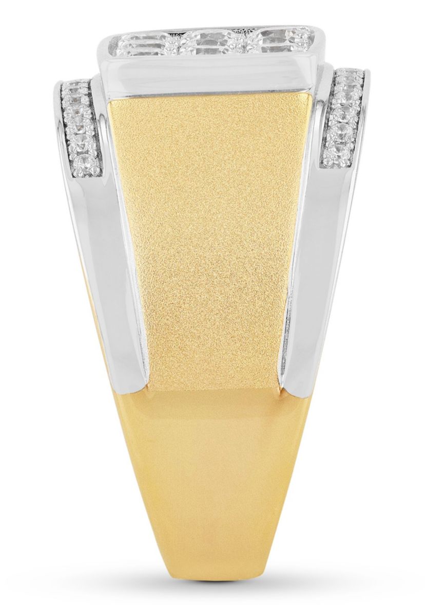 Lab Created Cubic Zirconia Square Cluster Ring in Two-Tone .925 Sterling Silver