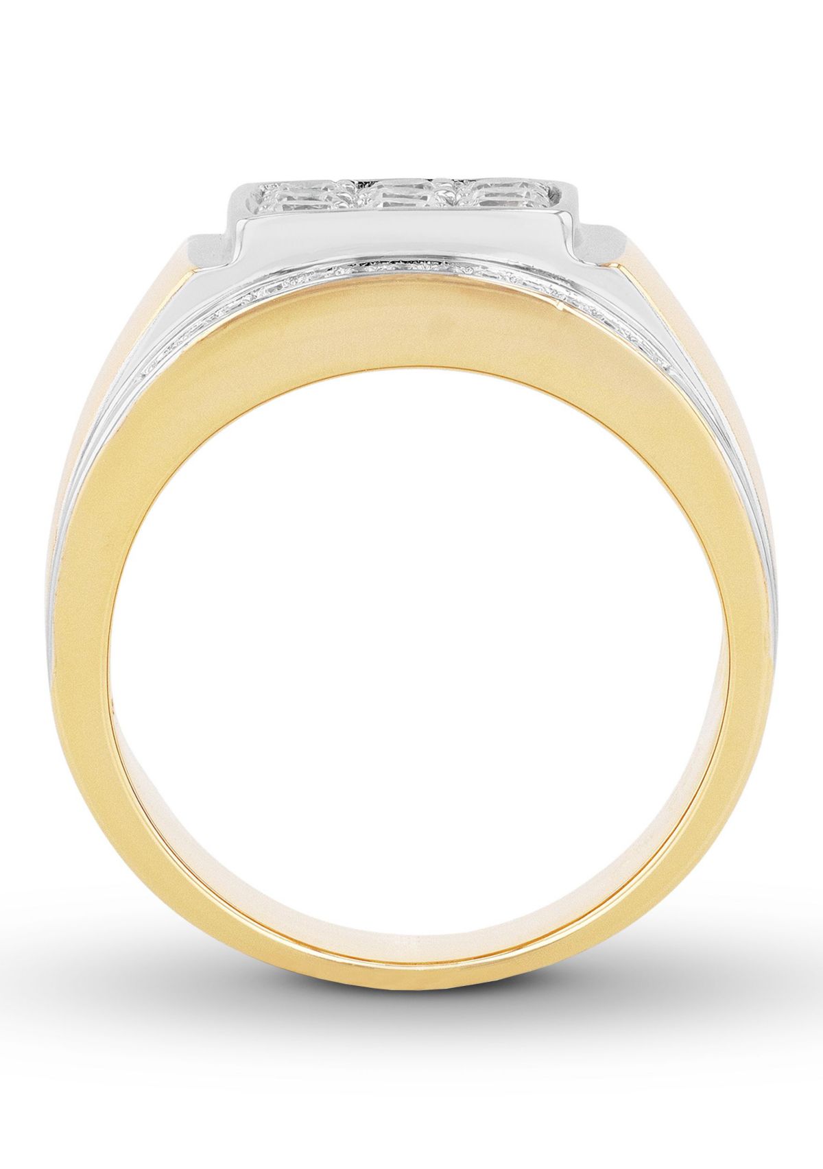 Lab Created Cubic Zirconia Square Cluster Ring in Two-Tone .925 Sterling Silver