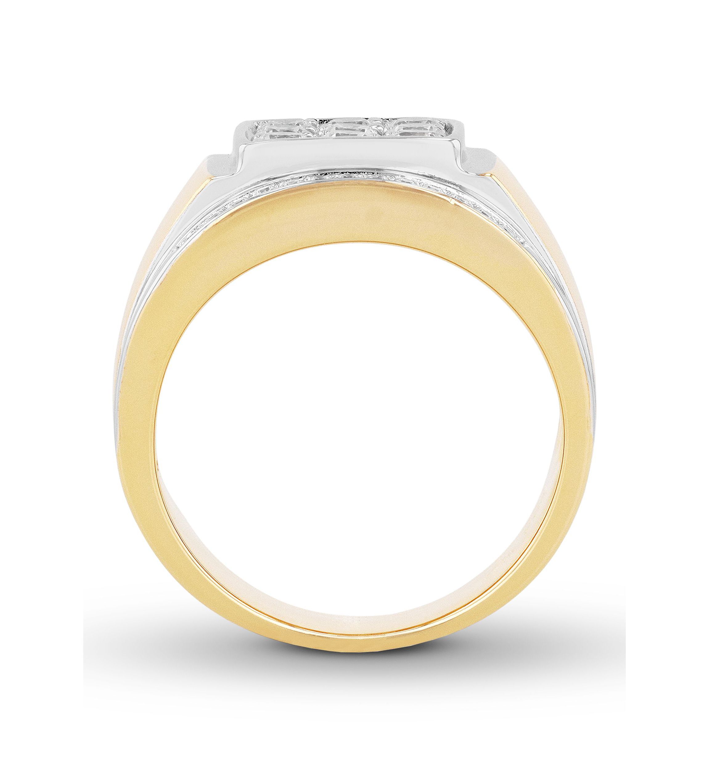 Lab Created Cubic Zirconia Square Cluster Ring in Two-Tone .925 Sterling Silver