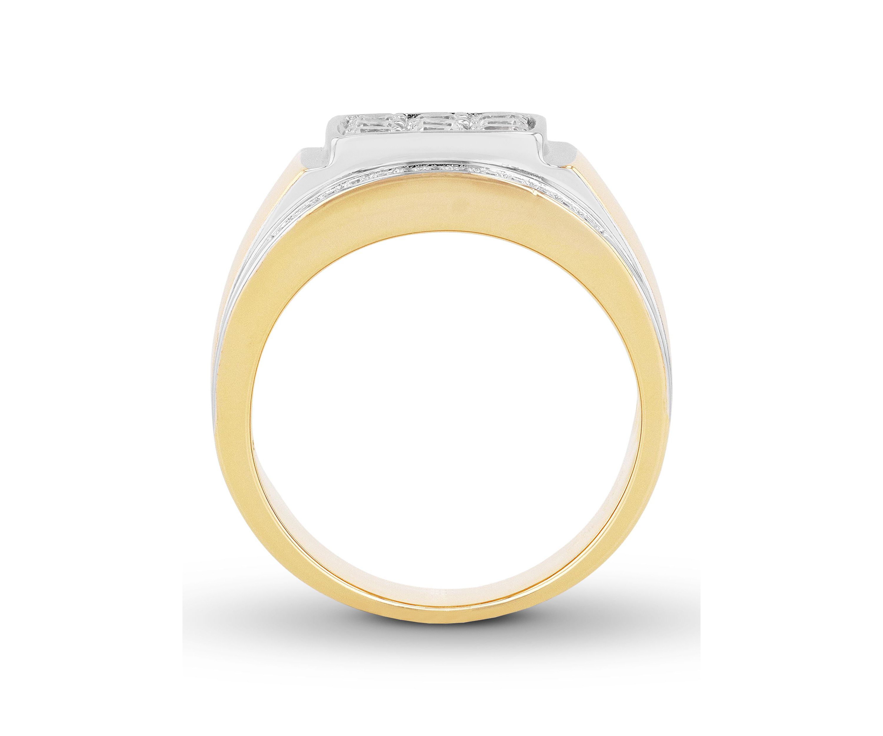 Lab Created Cubic Zirconia Square Cluster Ring in Two-Tone .925 Sterling Silver
