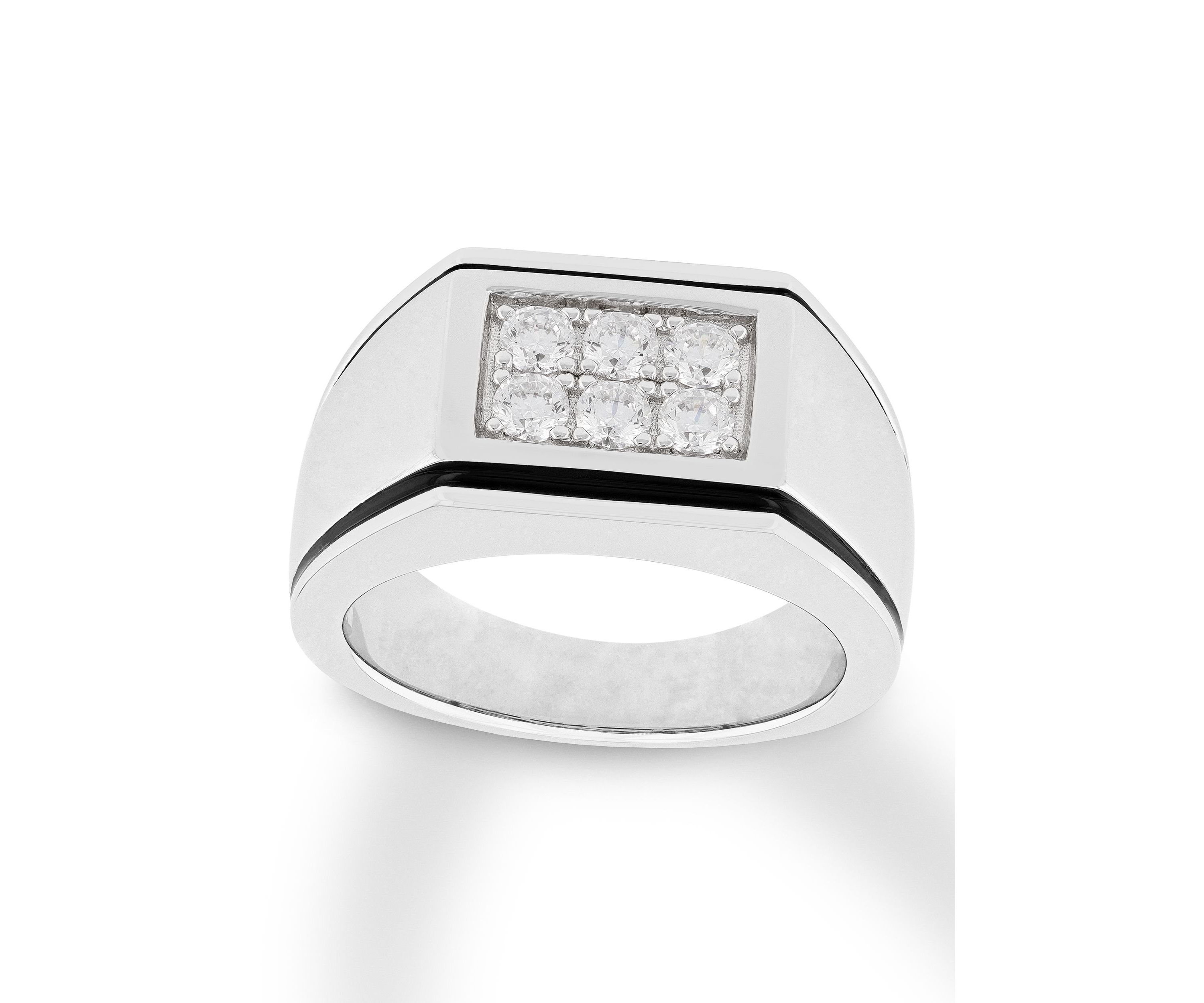 Lab Created Cubic Zirconia Rectangle Cluster Ring in .925 Sterling Silver