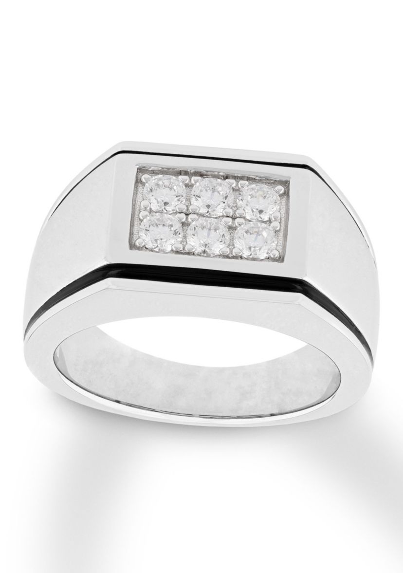 Lab Created Cubic Zirconia Rectangle Cluster Ring in .925 Sterling Silver
