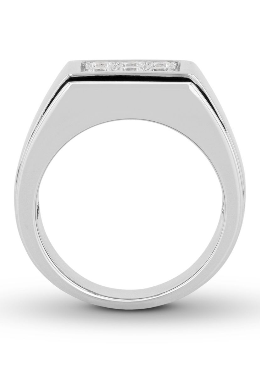Lab Created Cubic Zirconia Rectangle Cluster Ring in .925 Sterling Silver