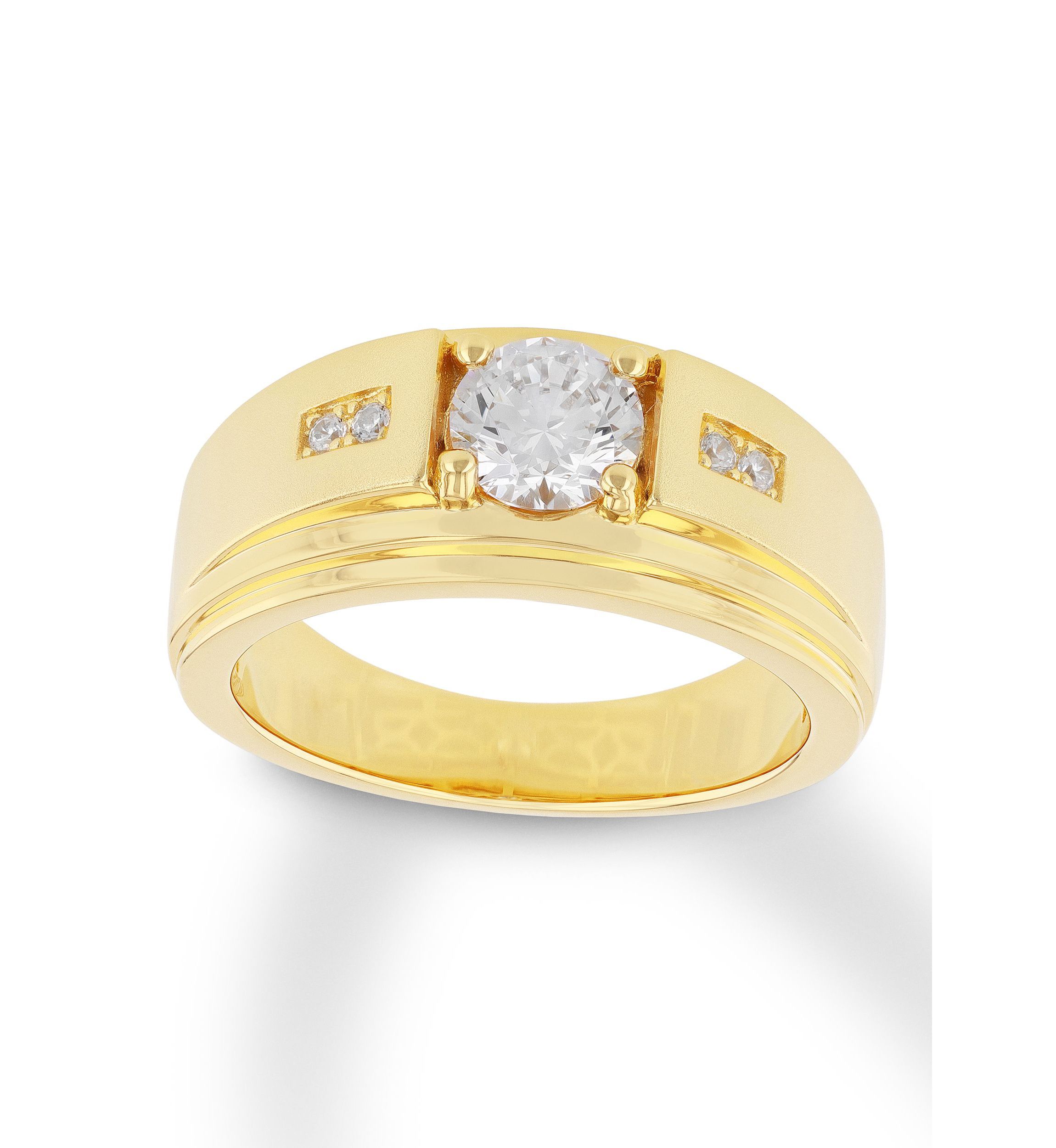 Lab Created Cubic Zirconia Solitaire Ring in Gold Plated .925 Sterling Silver