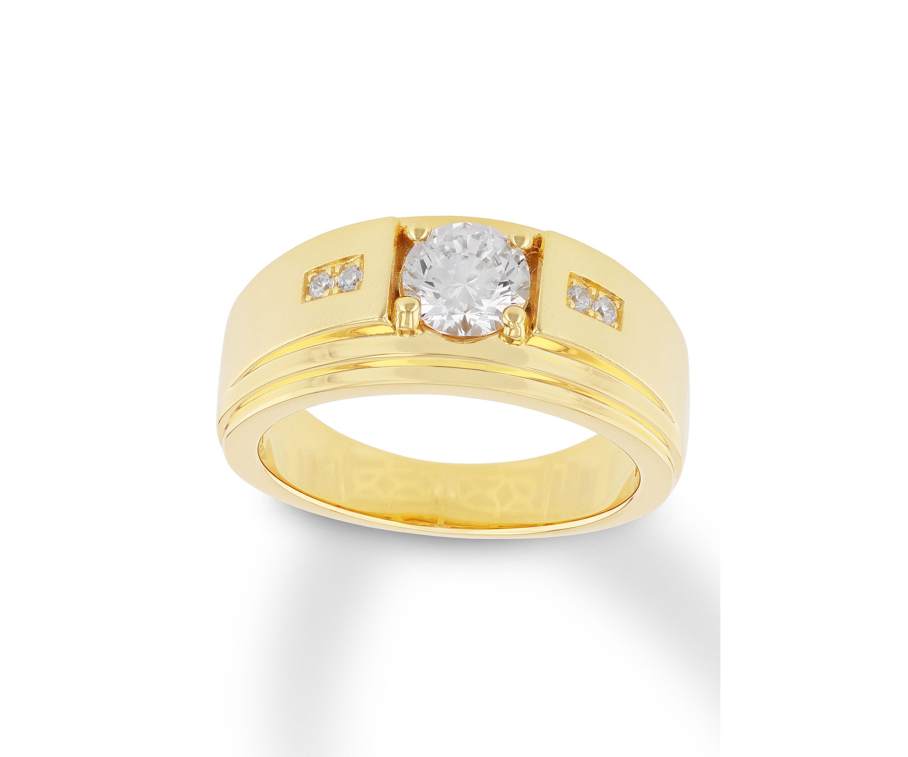 Lab Created Cubic Zirconia Solitaire Ring in Gold Plated .925 Sterling Silver