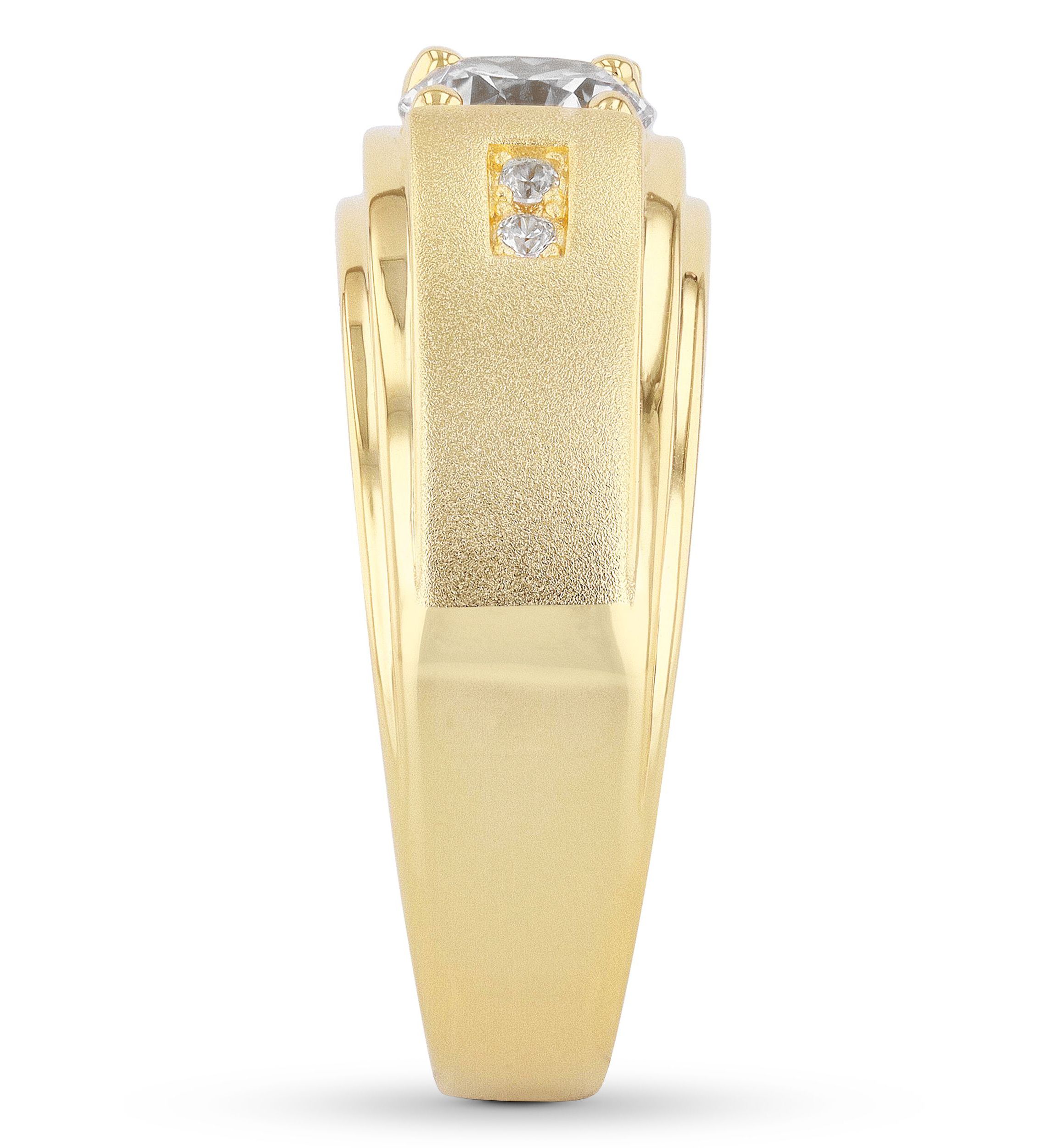 Lab Created Cubic Zirconia Solitaire Ring in Gold Plated .925 Sterling Silver