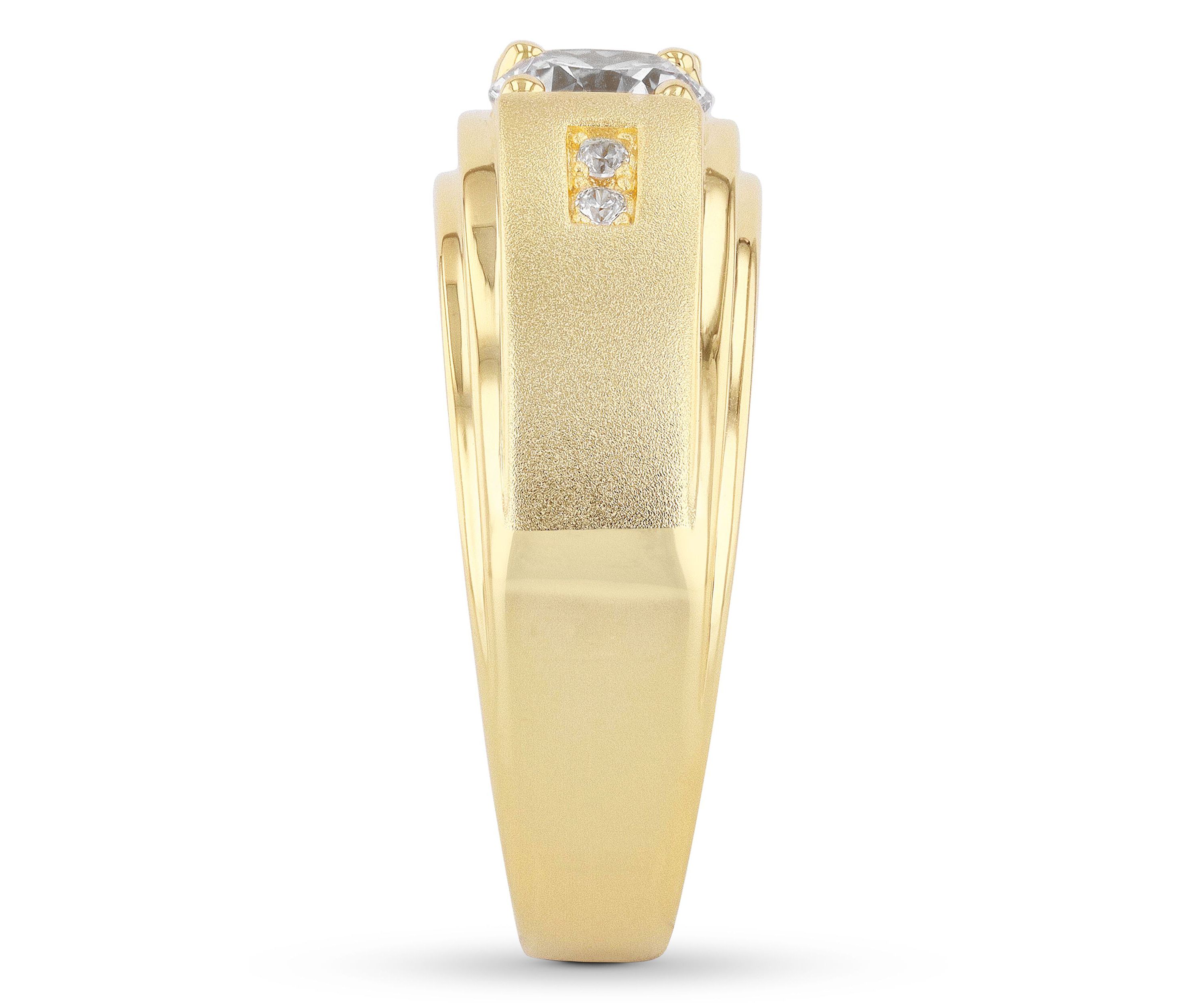 Lab Created Cubic Zirconia Solitaire Ring in Gold Plated .925 Sterling Silver