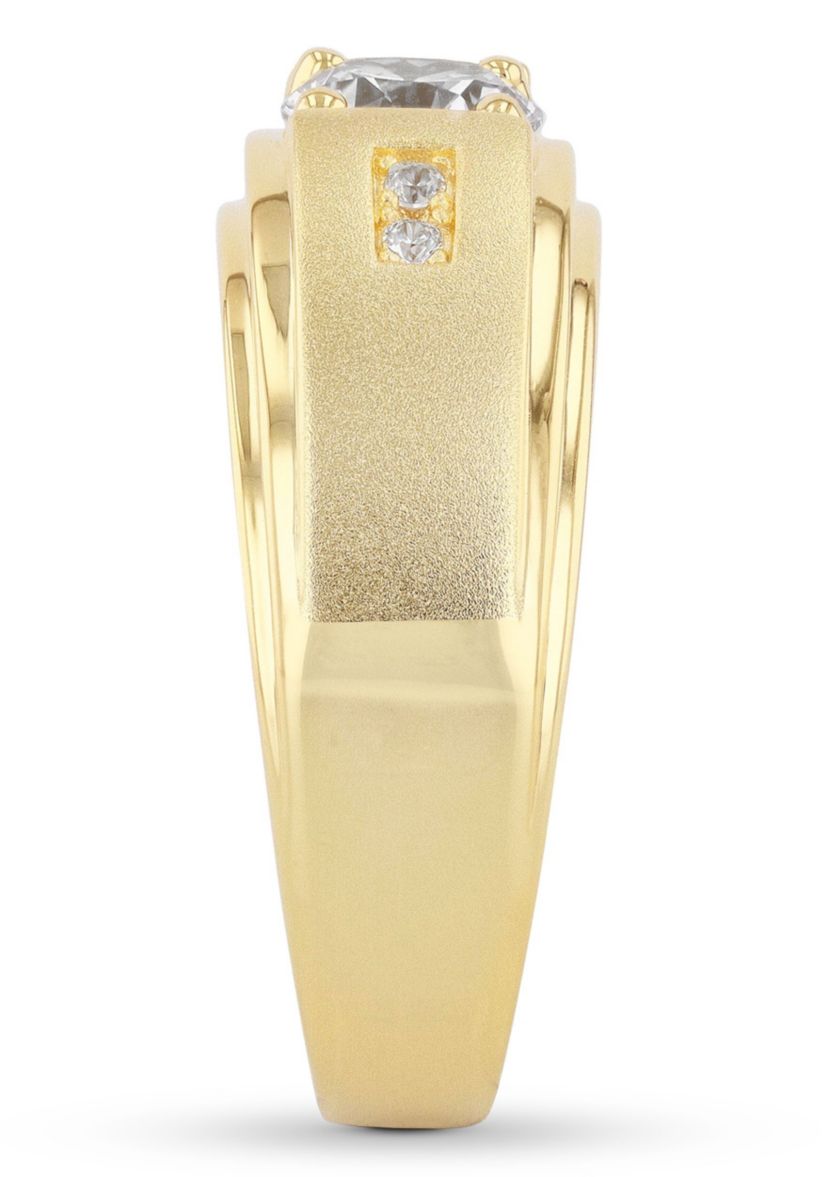 Lab Created Cubic Zirconia Solitaire Ring in Gold Plated .925 Sterling Silver
