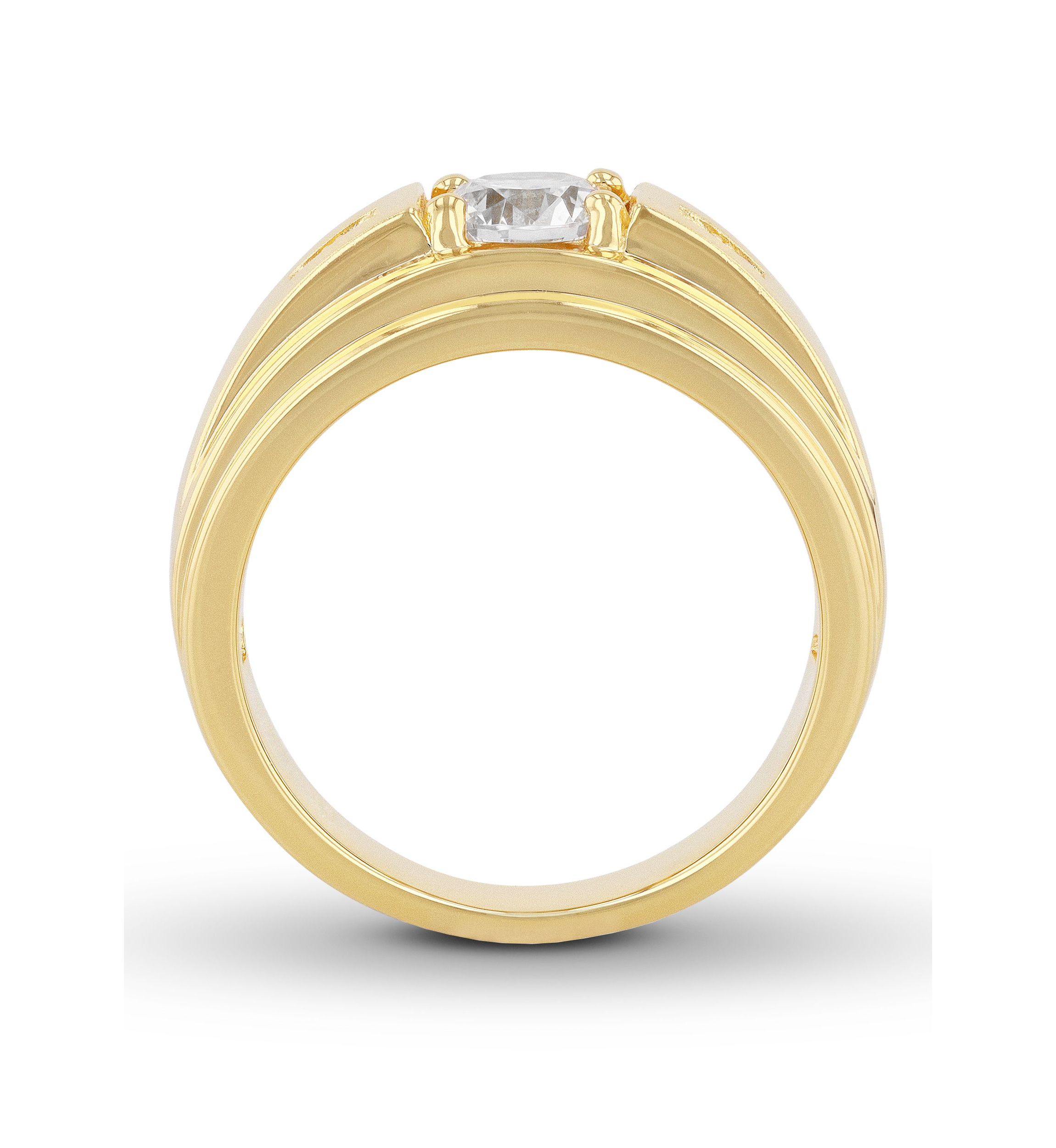 Lab Created Cubic Zirconia Solitaire Ring in Gold Plated .925 Sterling Silver