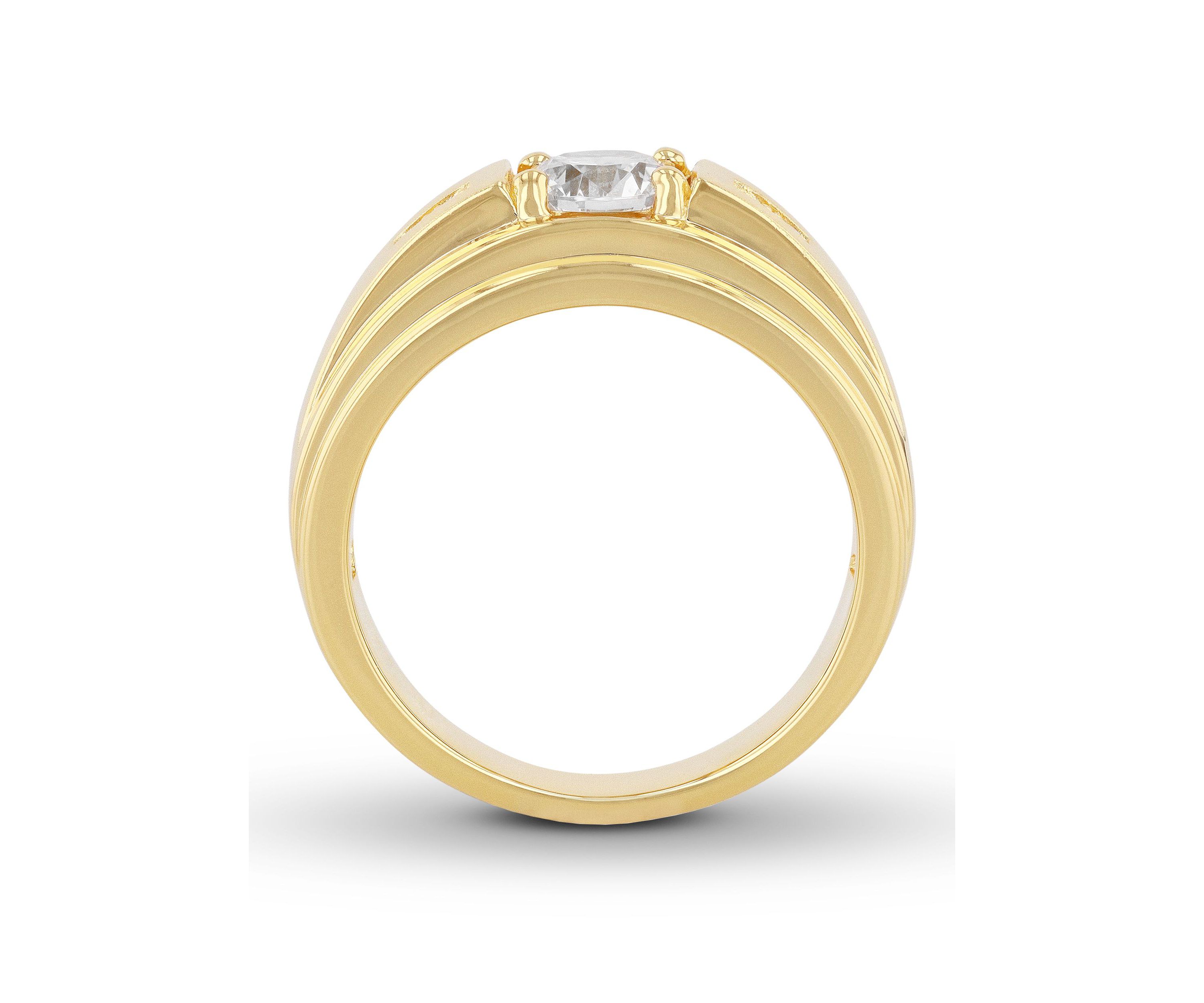 Lab Created Cubic Zirconia Solitaire Ring in Gold Plated .925 Sterling Silver