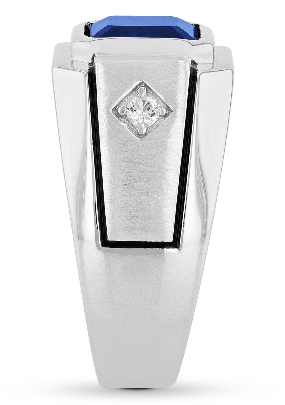 Lab Created Created Blue and White Sapphire Cocktail Ring in .925 Sterling Silver