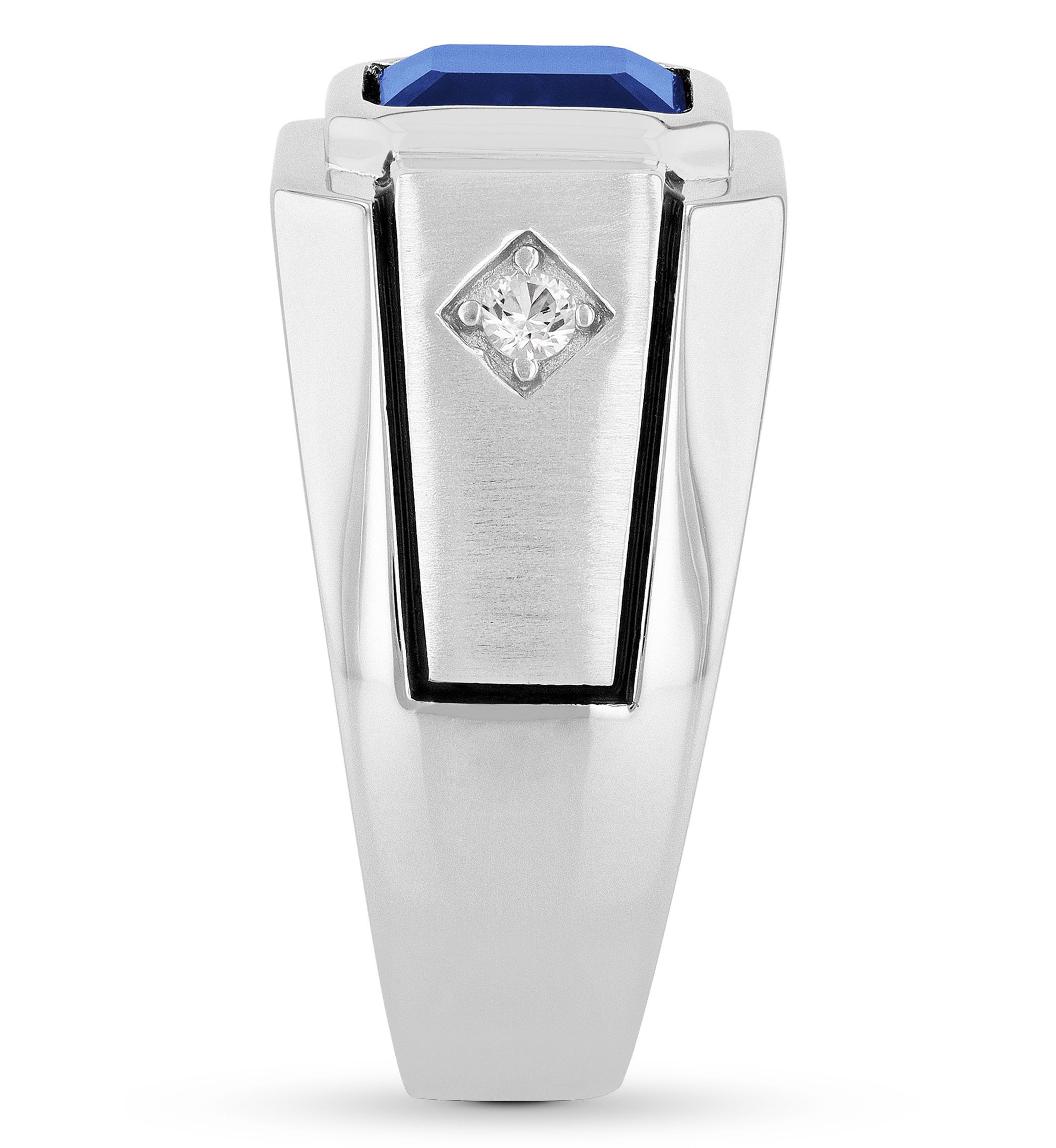 Lab Created Created Blue and White Sapphire Cocktail Ring in .925 Sterling Silver