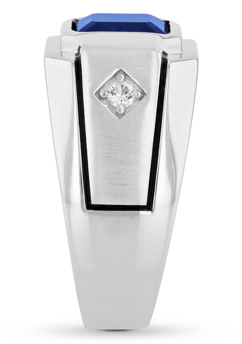 Lab Created Created Blue and White Sapphire Cocktail Ring in .925 Sterling Silver
