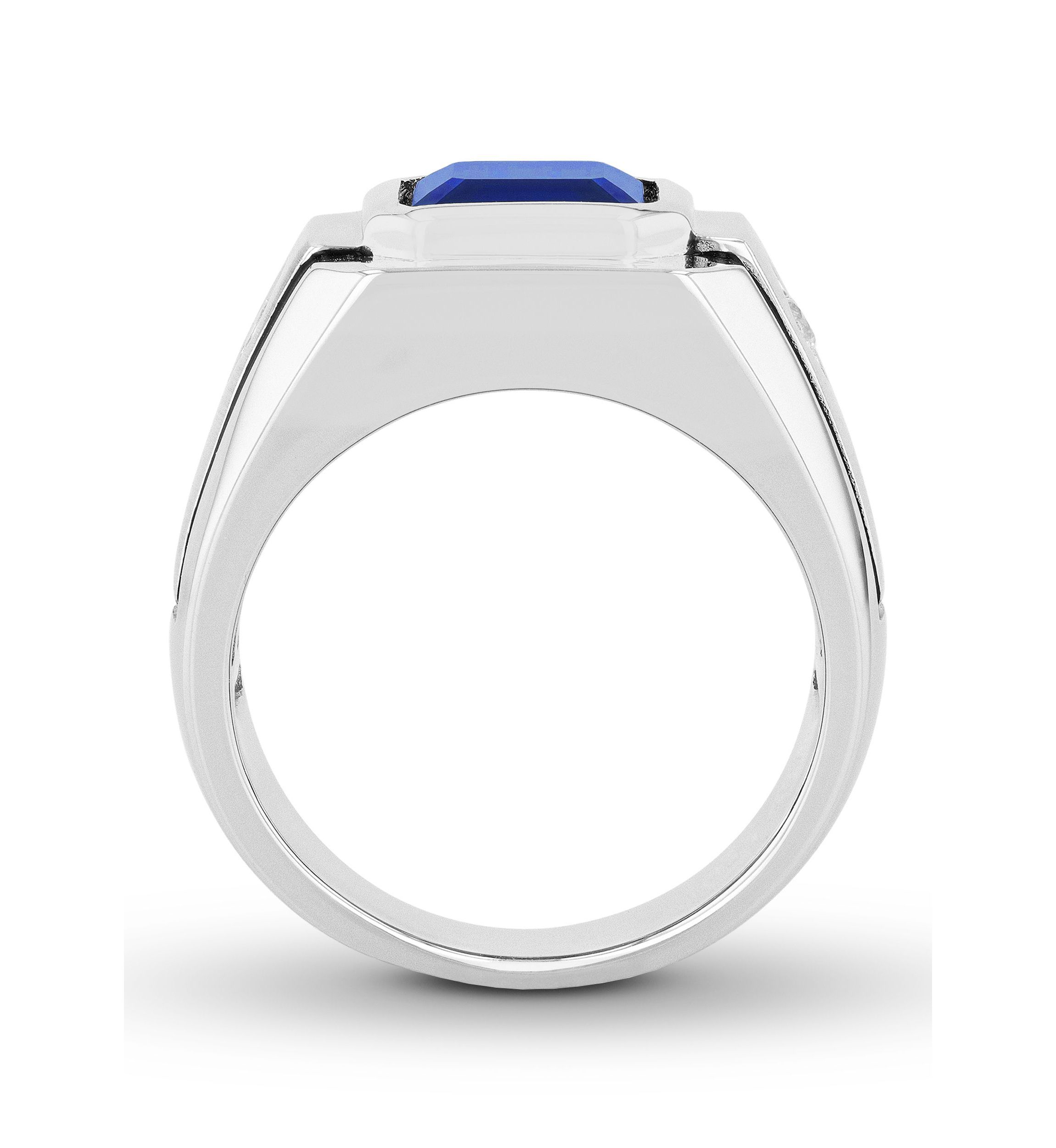 Lab Created Created Blue and White Sapphire Cocktail Ring in .925 Sterling Silver