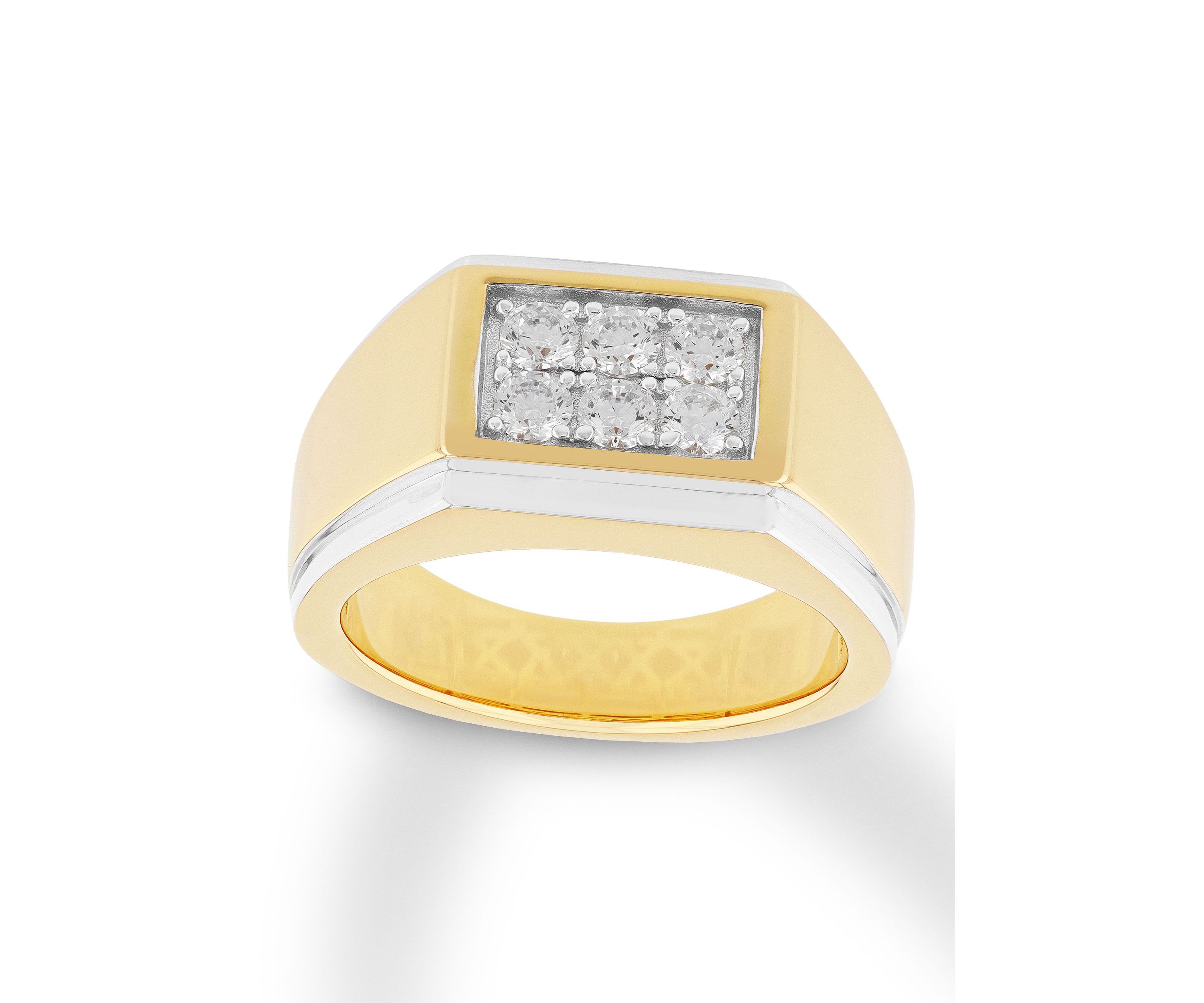 Lab Created Cubic Zirconia Rectangle Cluster Ring in Gold Plated .925 Sterling Silver