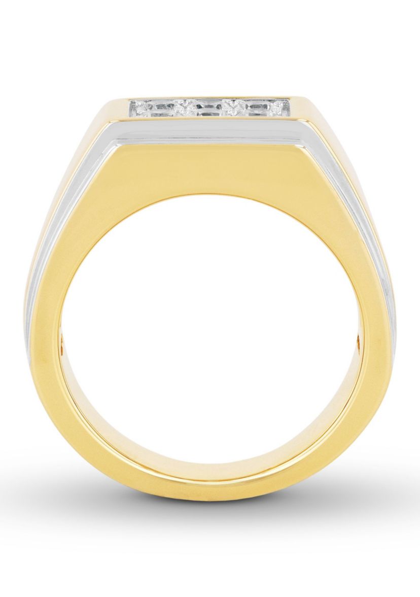 Lab Created Cubic Zirconia Rectangle Cluster Ring in Gold Plated .925 Sterling Silver