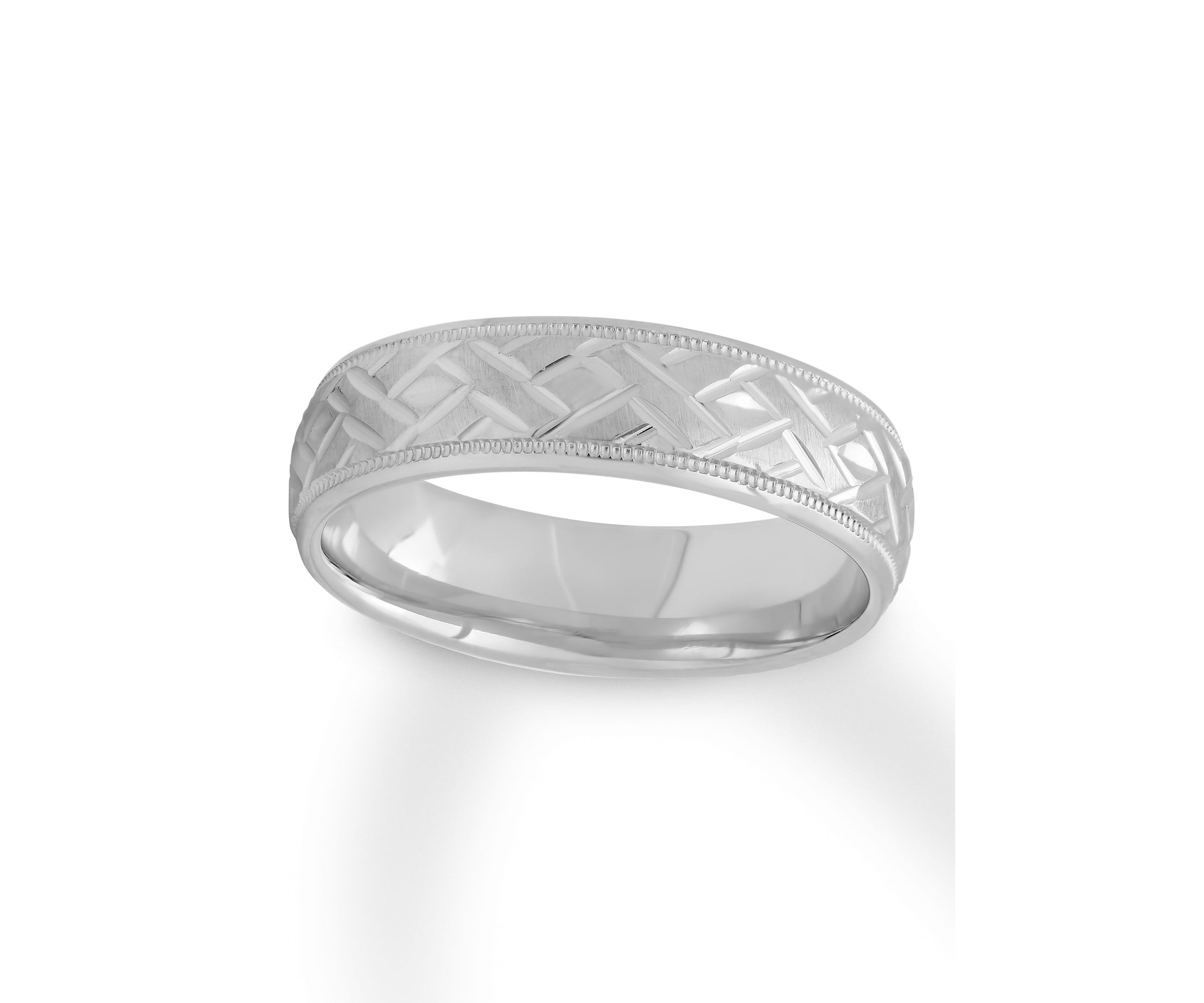 Basketweave Milgrain 6 mm Wedding Band in .925 Sterling Silver