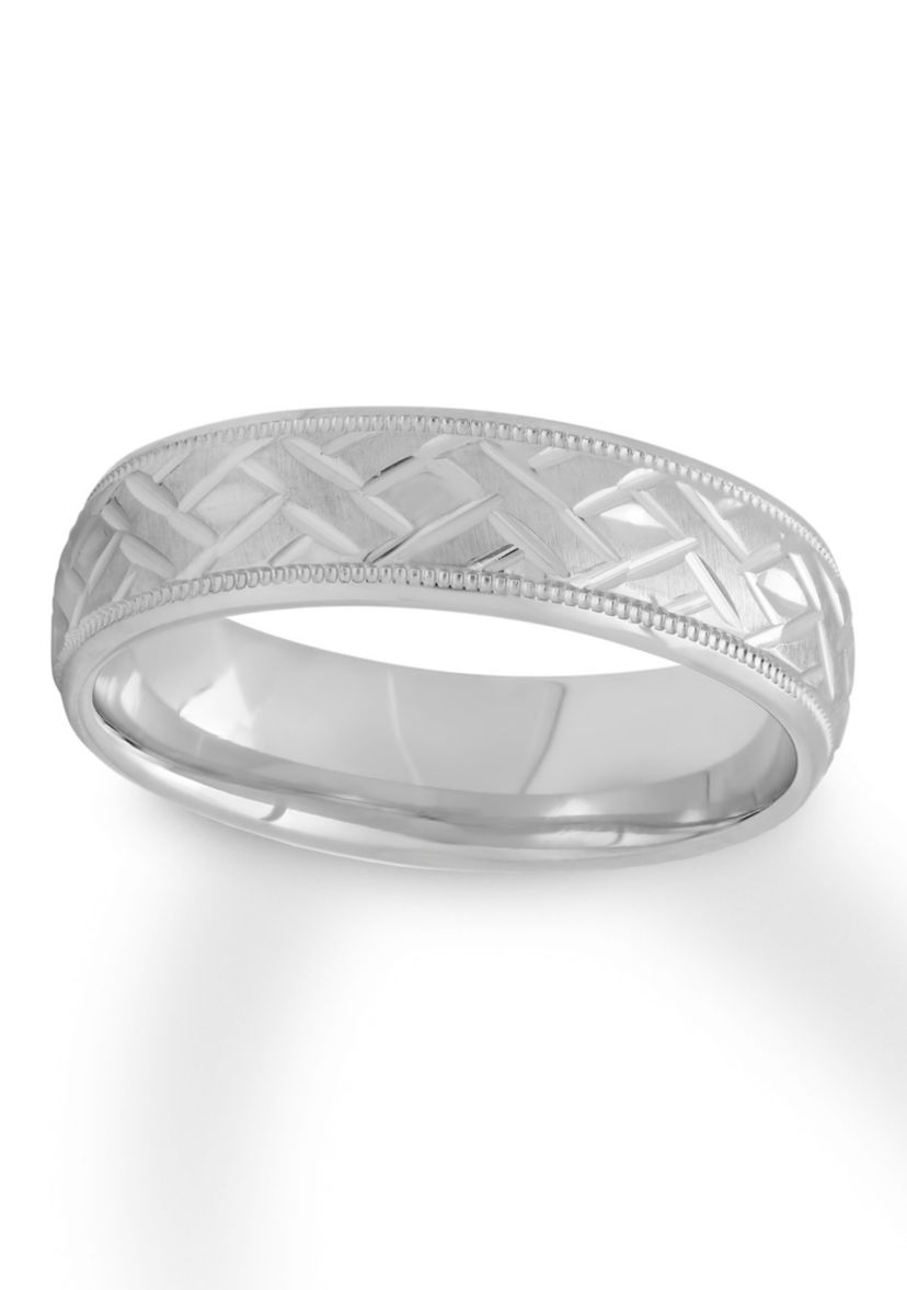 Basketweave Milgrain 6 mm Wedding Band in .925 Sterling Silver