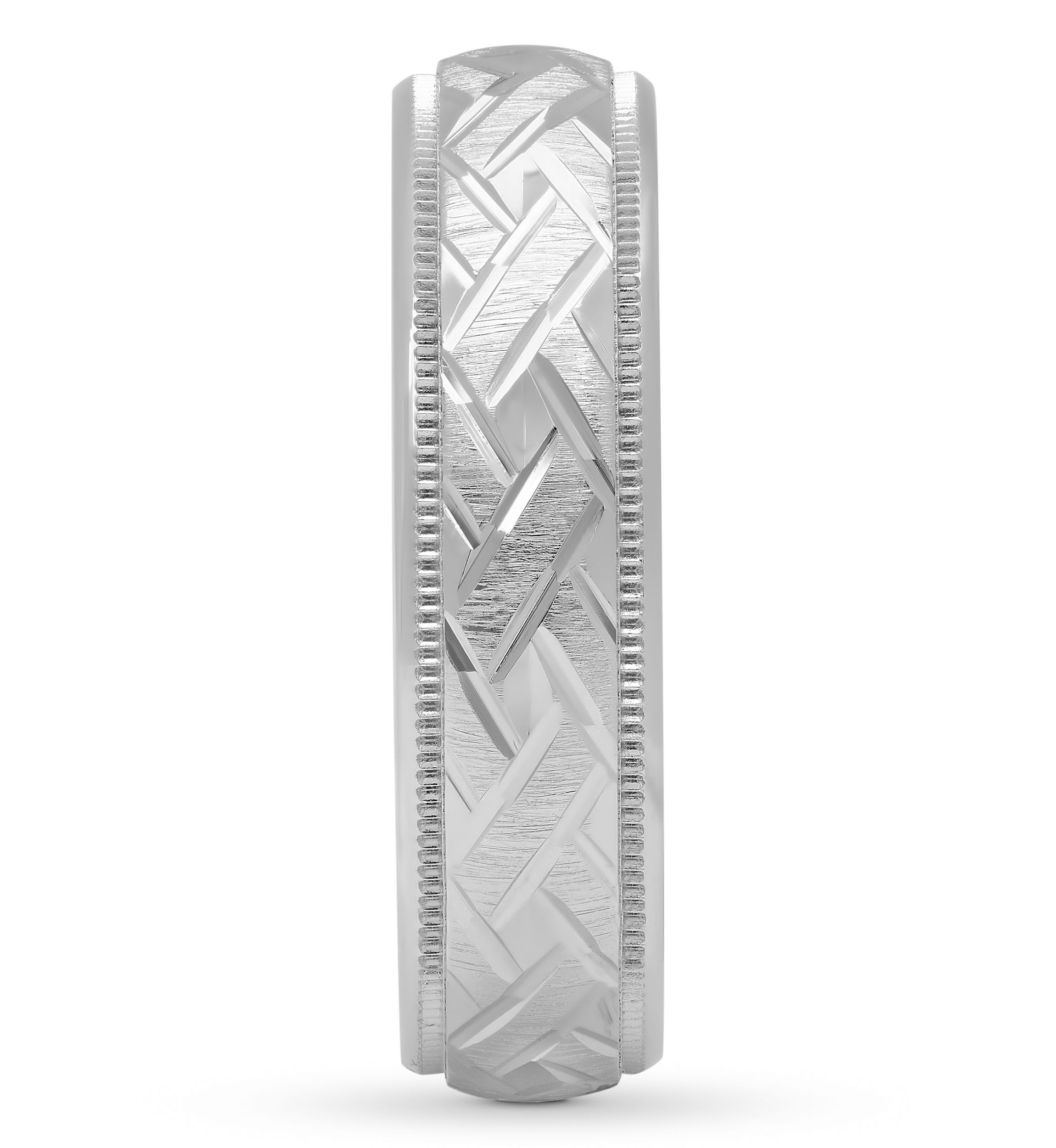 Basketweave Milgrain 6 mm Wedding Band in .925 Sterling Silver