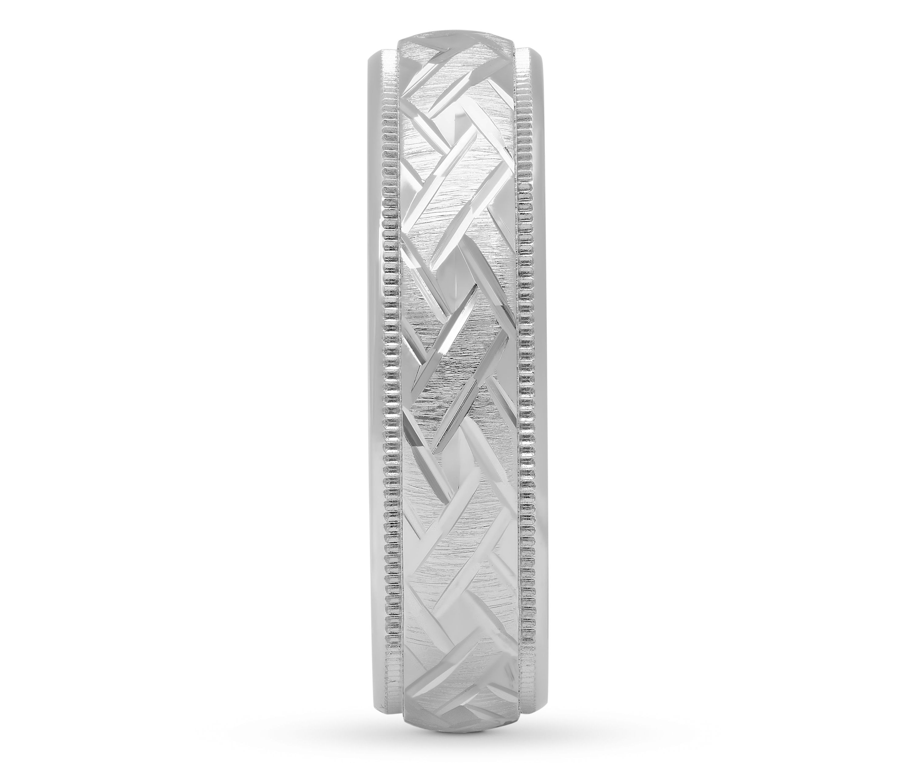 Basketweave Milgrain 6 mm Wedding Band in .925 Sterling Silver
