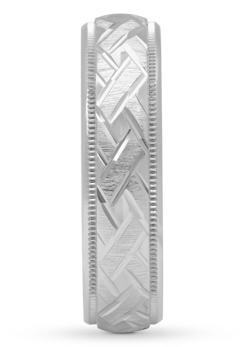 Basketweave Milgrain 6 mm Wedding Band in .925 Sterling Silver