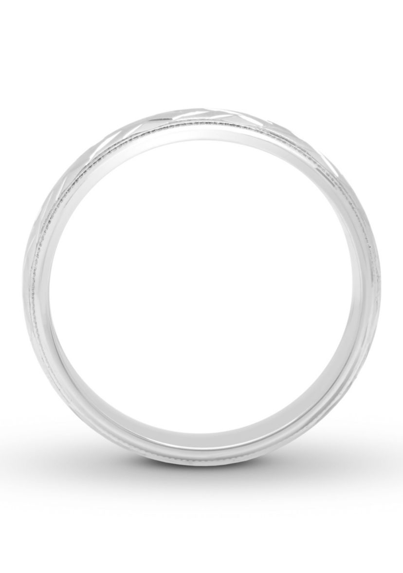 Basketweave Milgrain 6 mm Wedding Band in .925 Sterling Silver