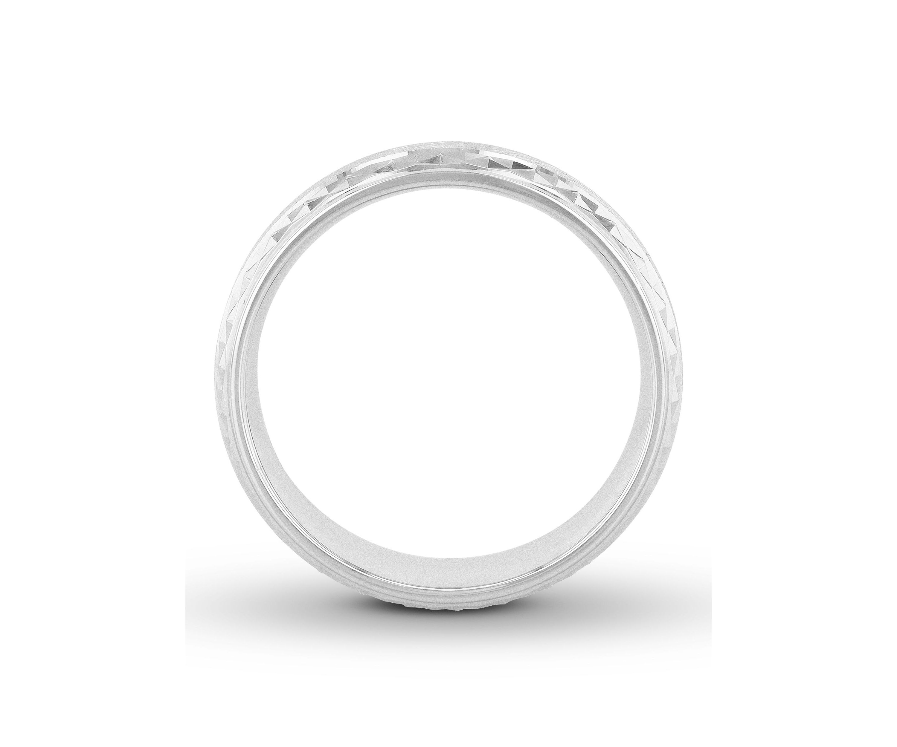 Geometric Brushed 8 mm Wedding Band in .925 Sterling Silver