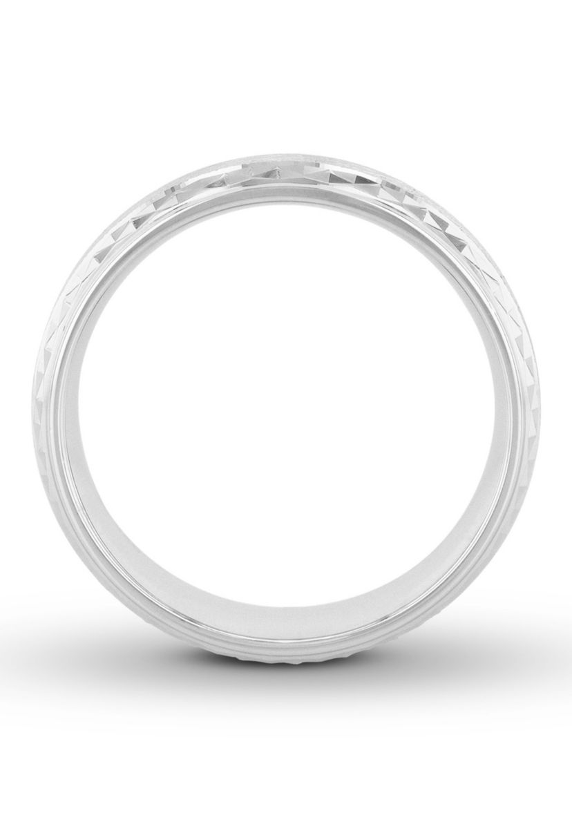 Geometric Brushed 8 mm Wedding Band in .925 Sterling Silver