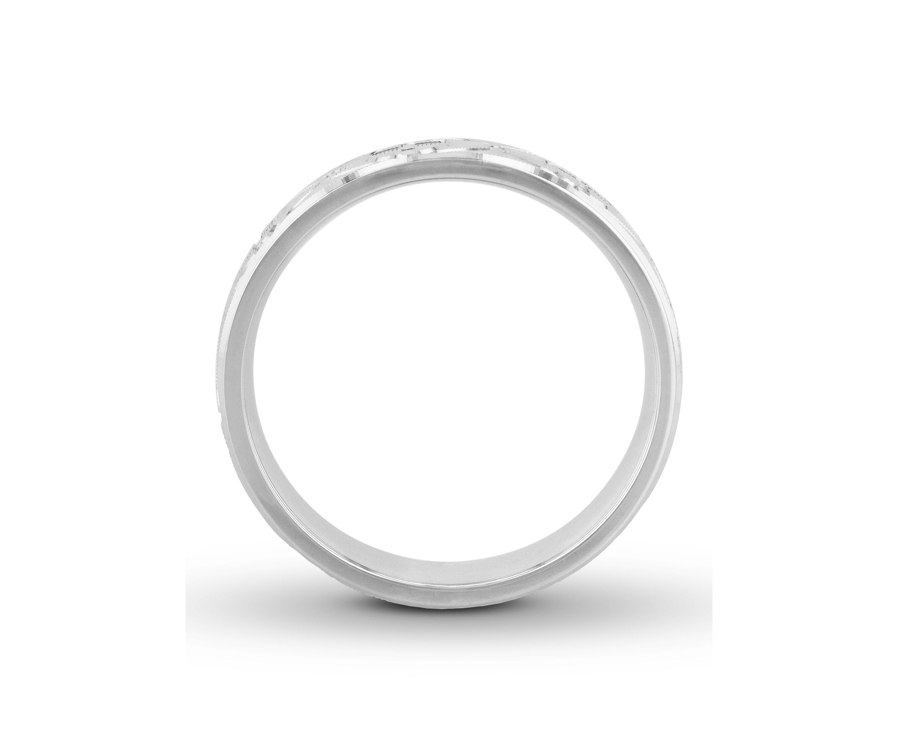 Sun Cross Textured 6 mm Wedding Band in .925 Sterling Silver