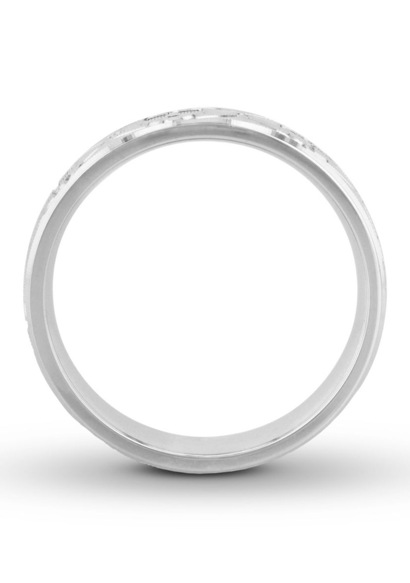 Sun Cross Textured 6 mm Wedding Band in .925 Sterling Silver