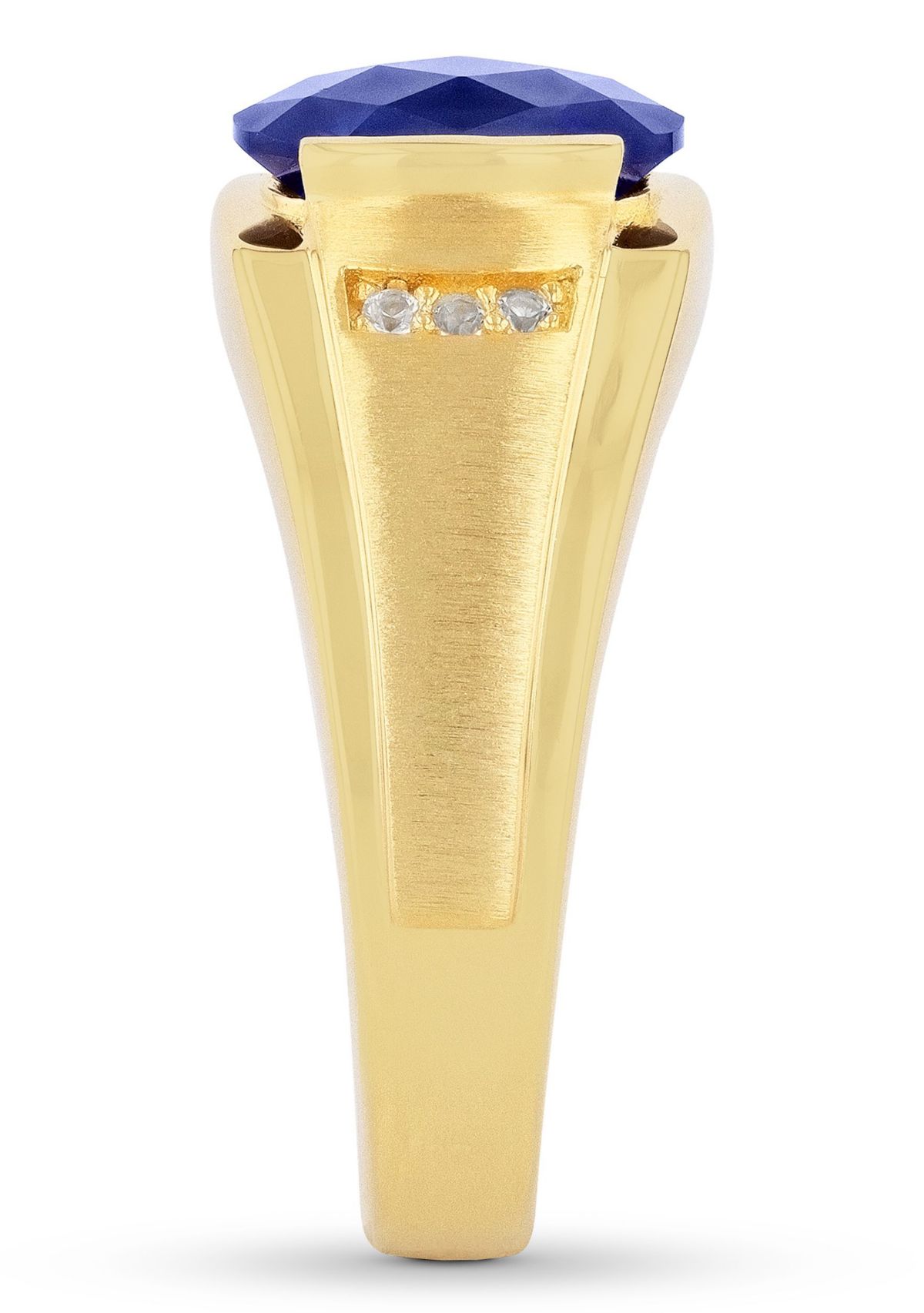 Lab Created Created Oval Blue Sapphire Ring in Gold Plated .925 Sterling Silver