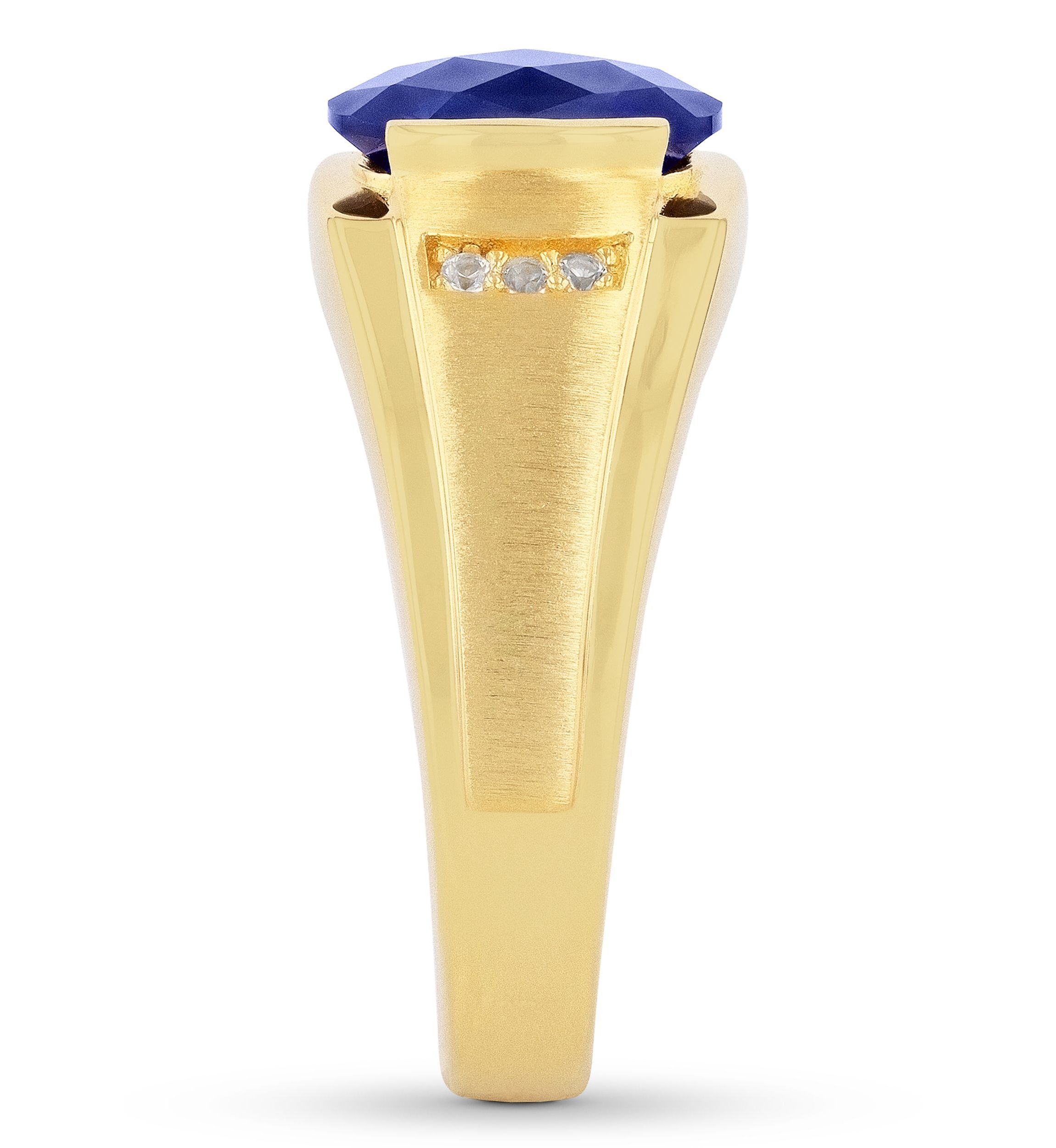 Lab Created Created Oval Blue Sapphire Ring in Gold Plated .925 Sterling Silver