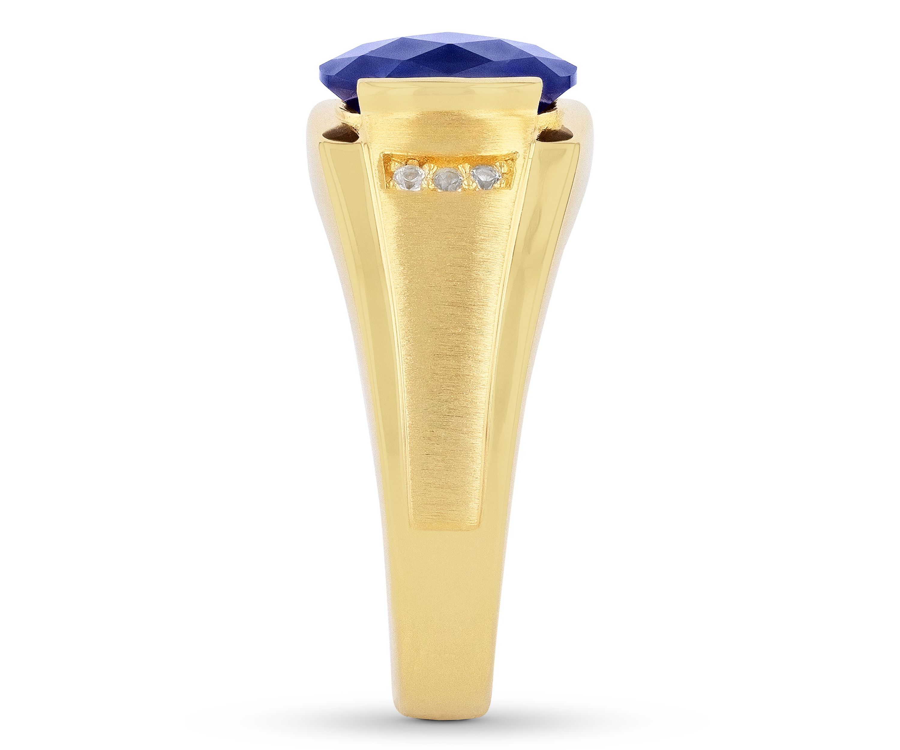 Lab Created Created Oval Blue Sapphire Ring in Gold Plated .925 Sterling Silver