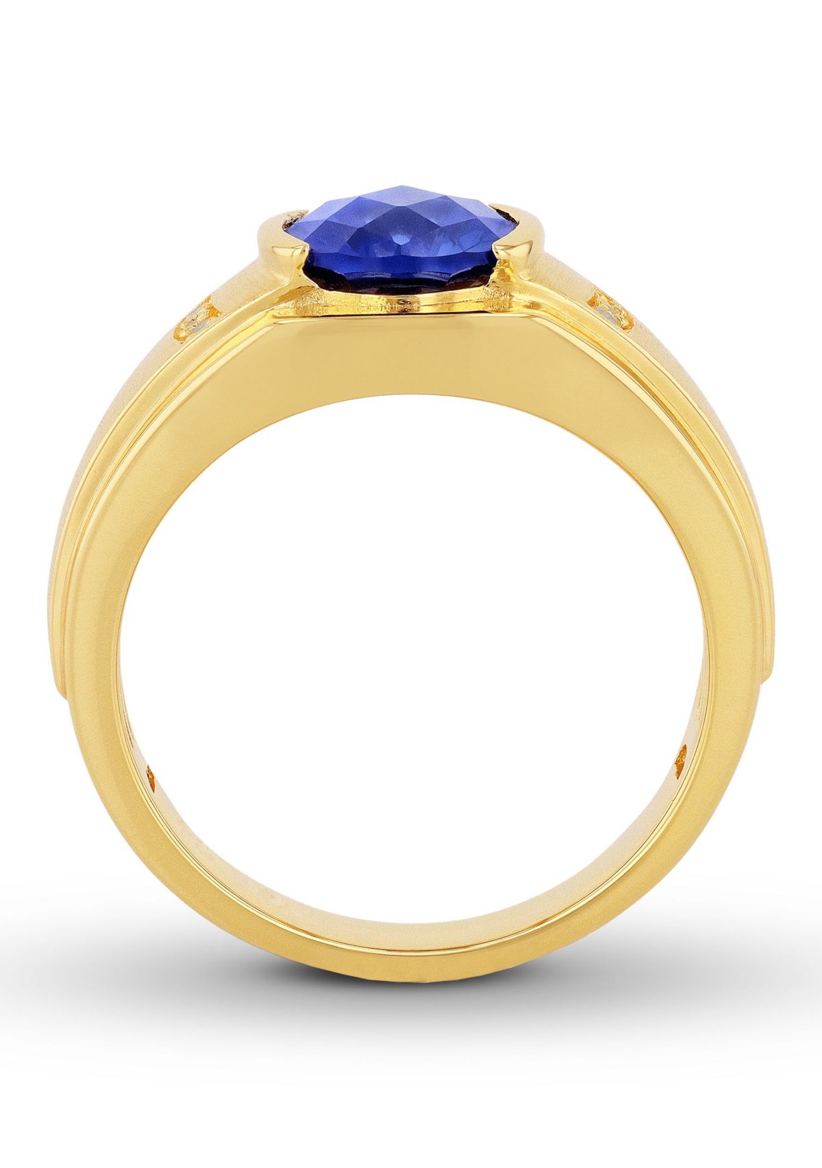 Lab Created Created Oval Blue Sapphire Ring in Gold Plated .925 Sterling Silver