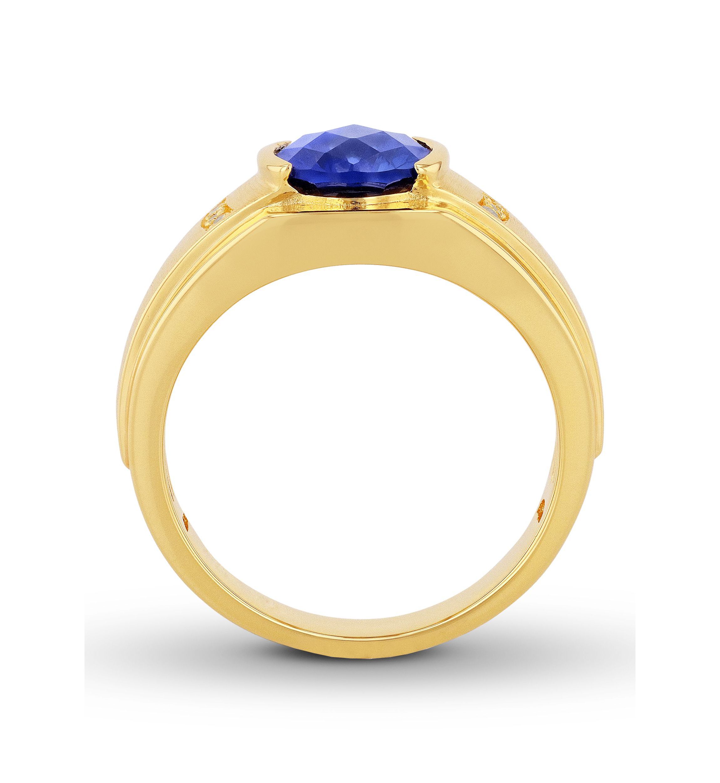 Lab Created Created Oval Blue Sapphire Ring in Gold Plated .925 Sterling Silver