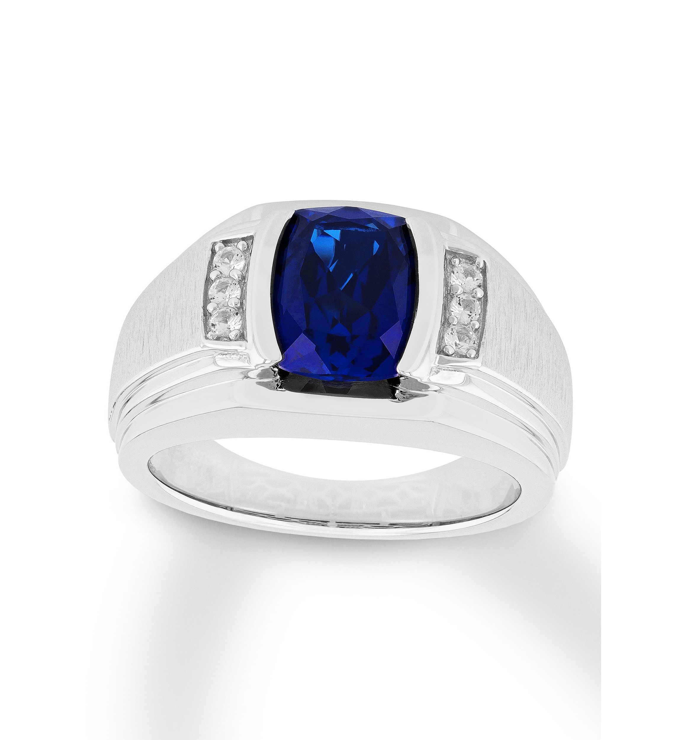 Lab Created Created Oval Blue Sapphire Ring in .925 Sterling Silver