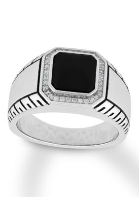 Belk & Co. Onyx and Cubic Zirconia Cocktail Ring in .925