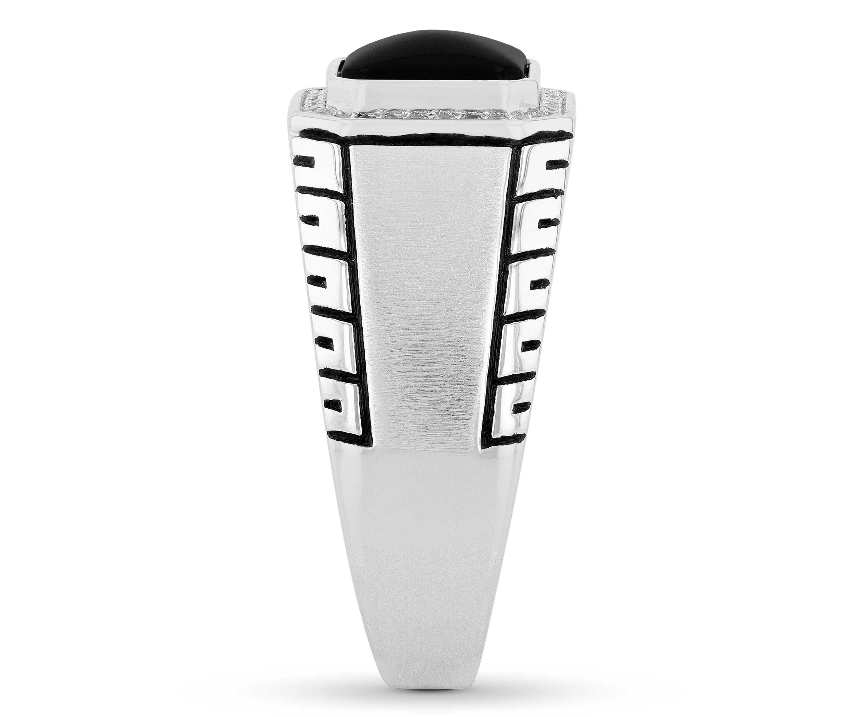 Onyx and Cubic Zirconia Cocktail Ring in .925 Sterling Silver