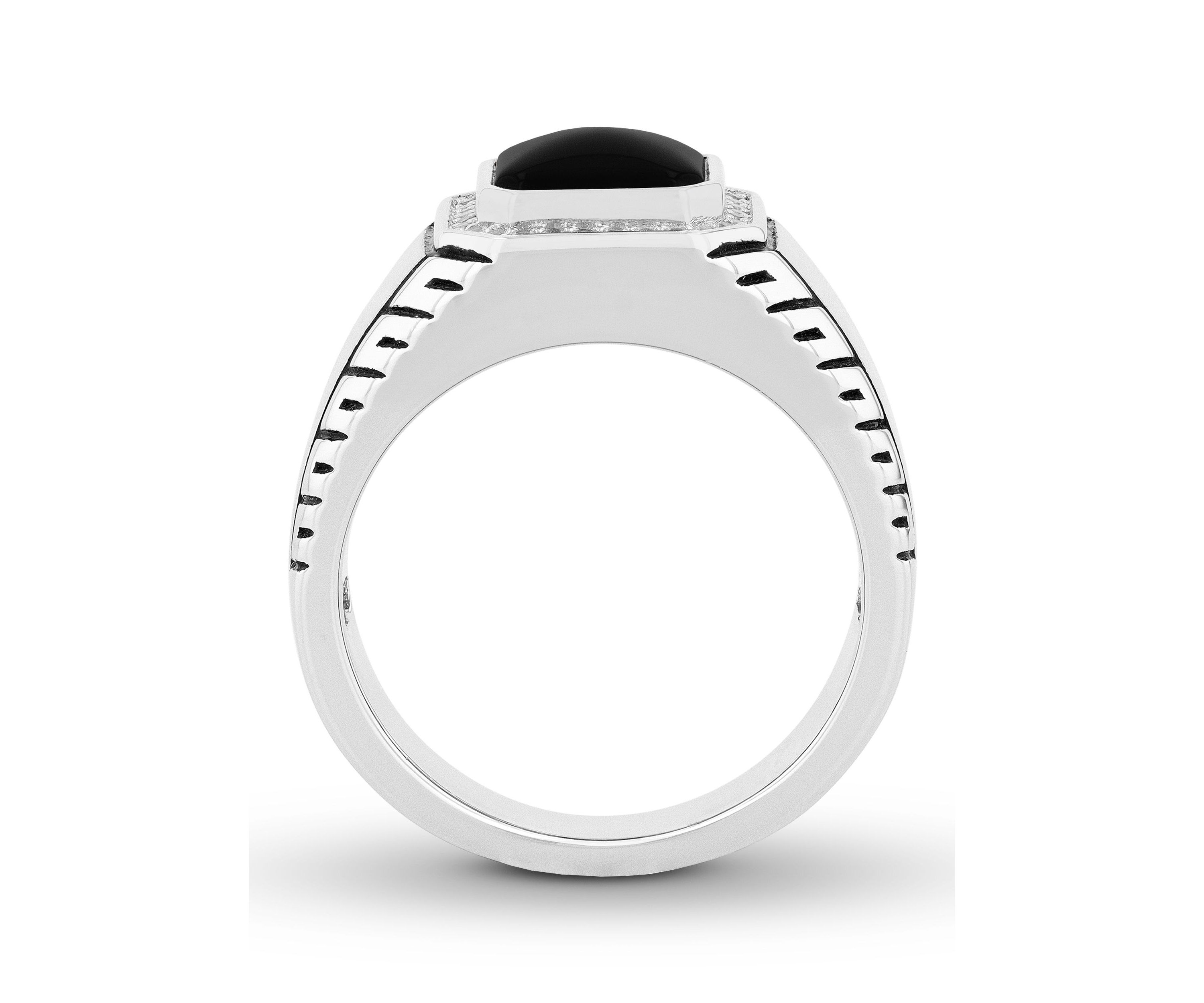 Onyx and Cubic Zirconia Cocktail Ring in .925 Sterling Silver