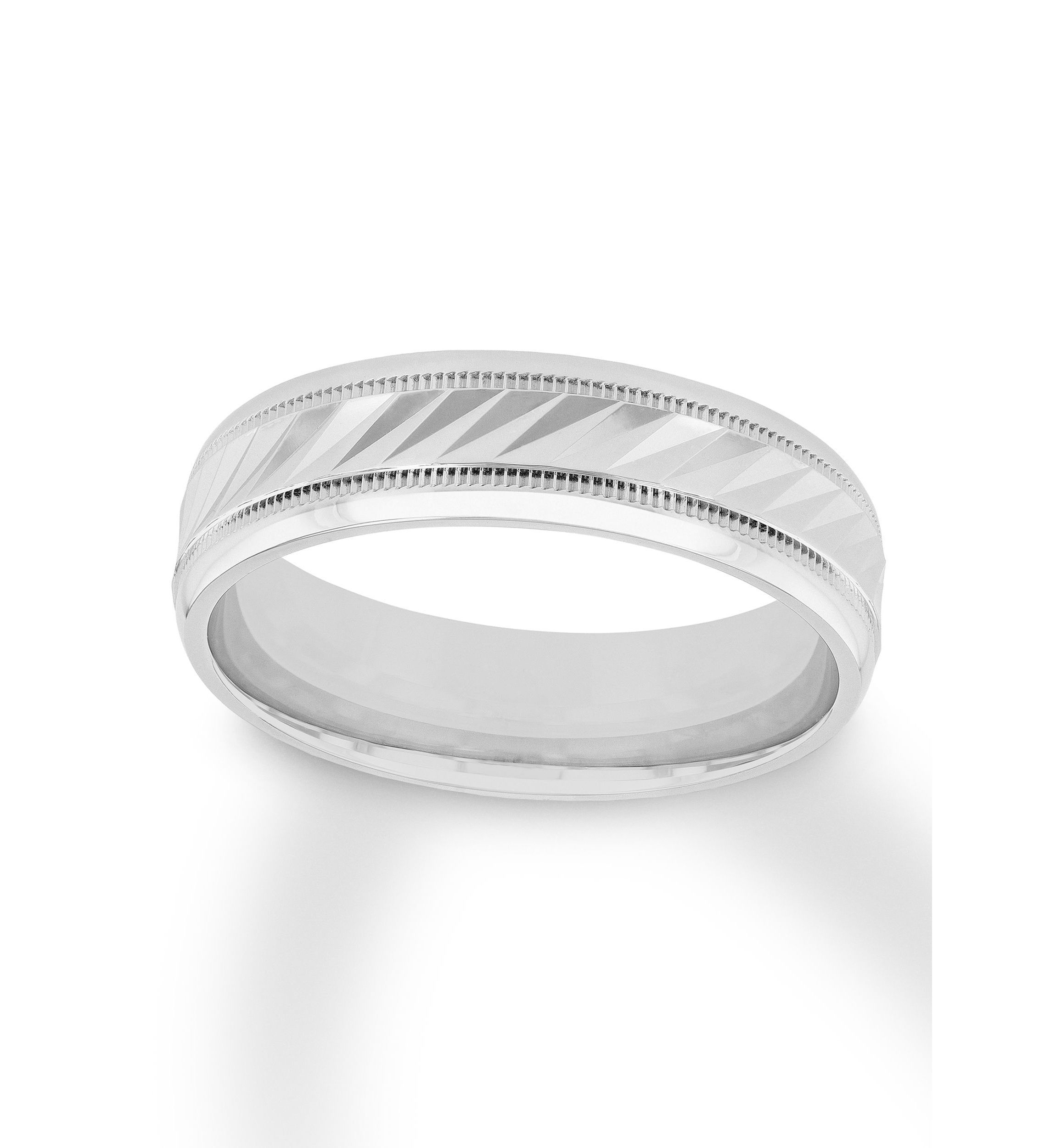 Grooved Milgrain 6 mm Wedding Band in .925 Sterling Silver