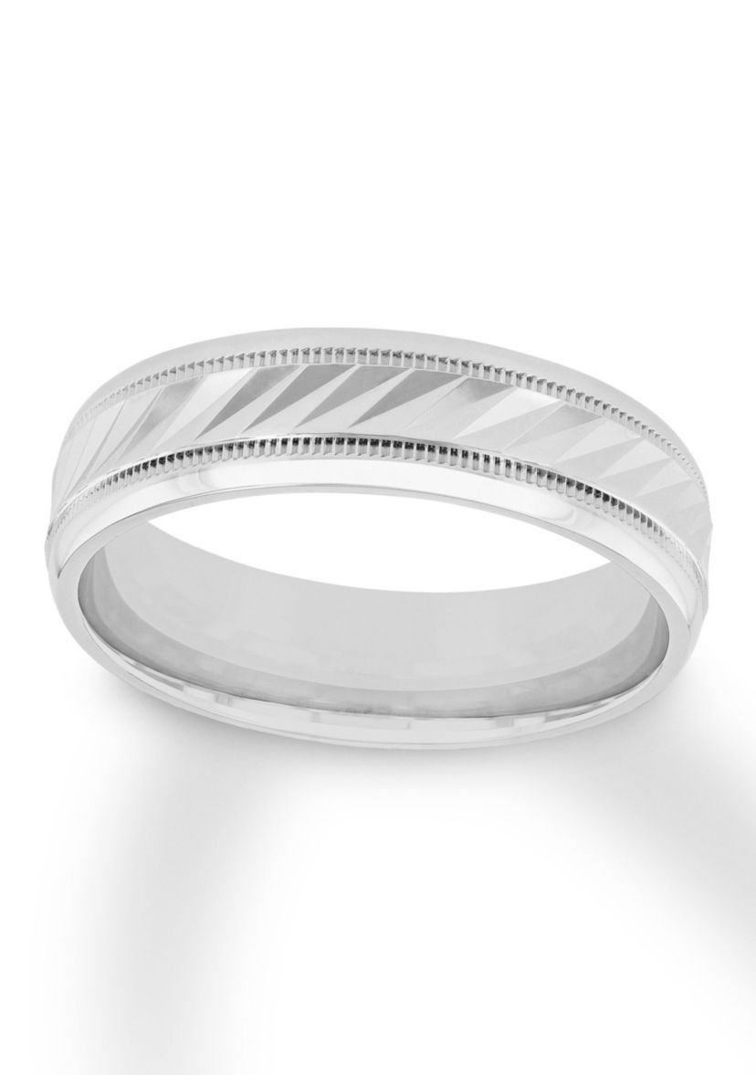 Grooved Milgrain 6 mm Wedding Band in .925 Sterling Silver