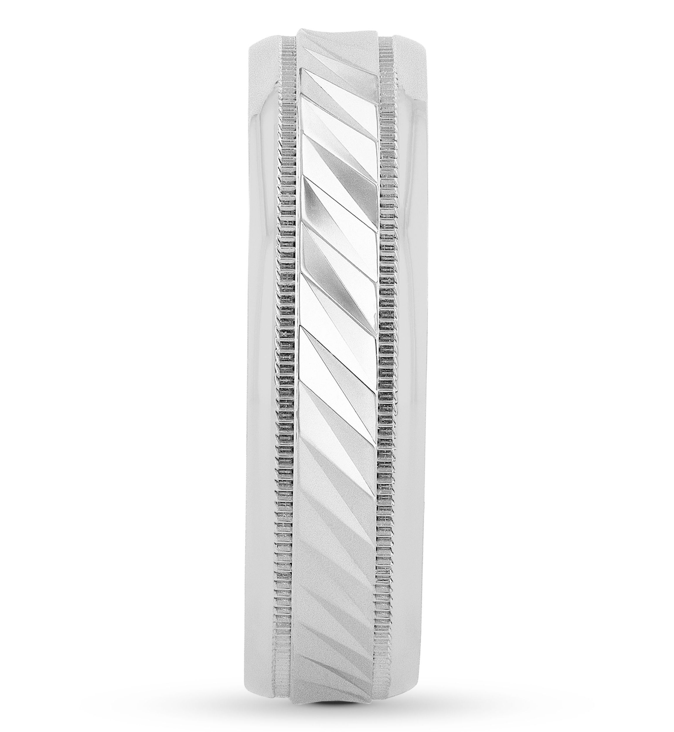 Grooved Milgrain 6 mm Wedding Band in .925 Sterling Silver